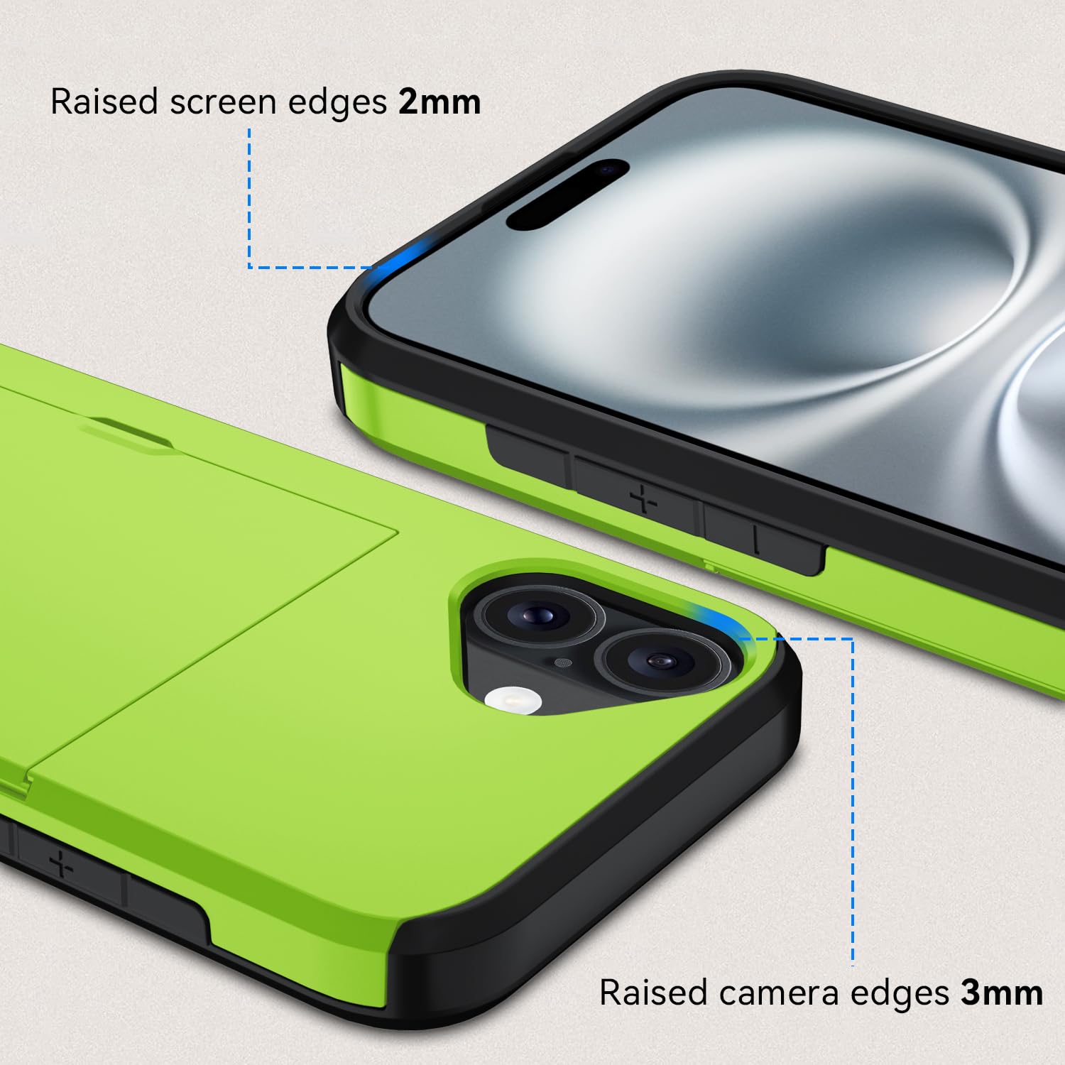 Qinmay Compatible with iPhone 17 Case Wallet,Built-in Card Holder, Heavy Duty Protective Dual Layer Shockproof Hidden Card Slot Slim Wallet Phone Cover for iPhone 17 ，Green thumbnail