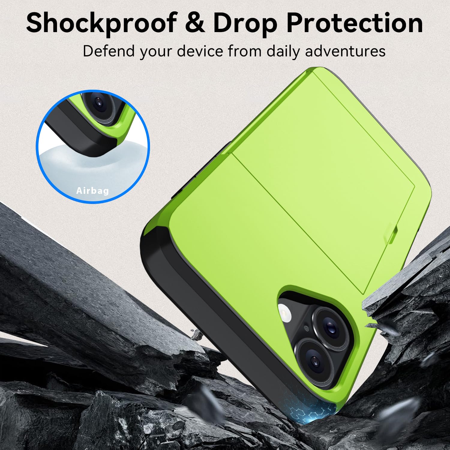 Qinmay Compatible with iPhone 17 Case Wallet,Built-in Card Holder, Heavy Duty Protective Dual Layer Shockproof Hidden Card Slot Slim Wallet Phone Cover for iPhone 17 ，Green thumbnail