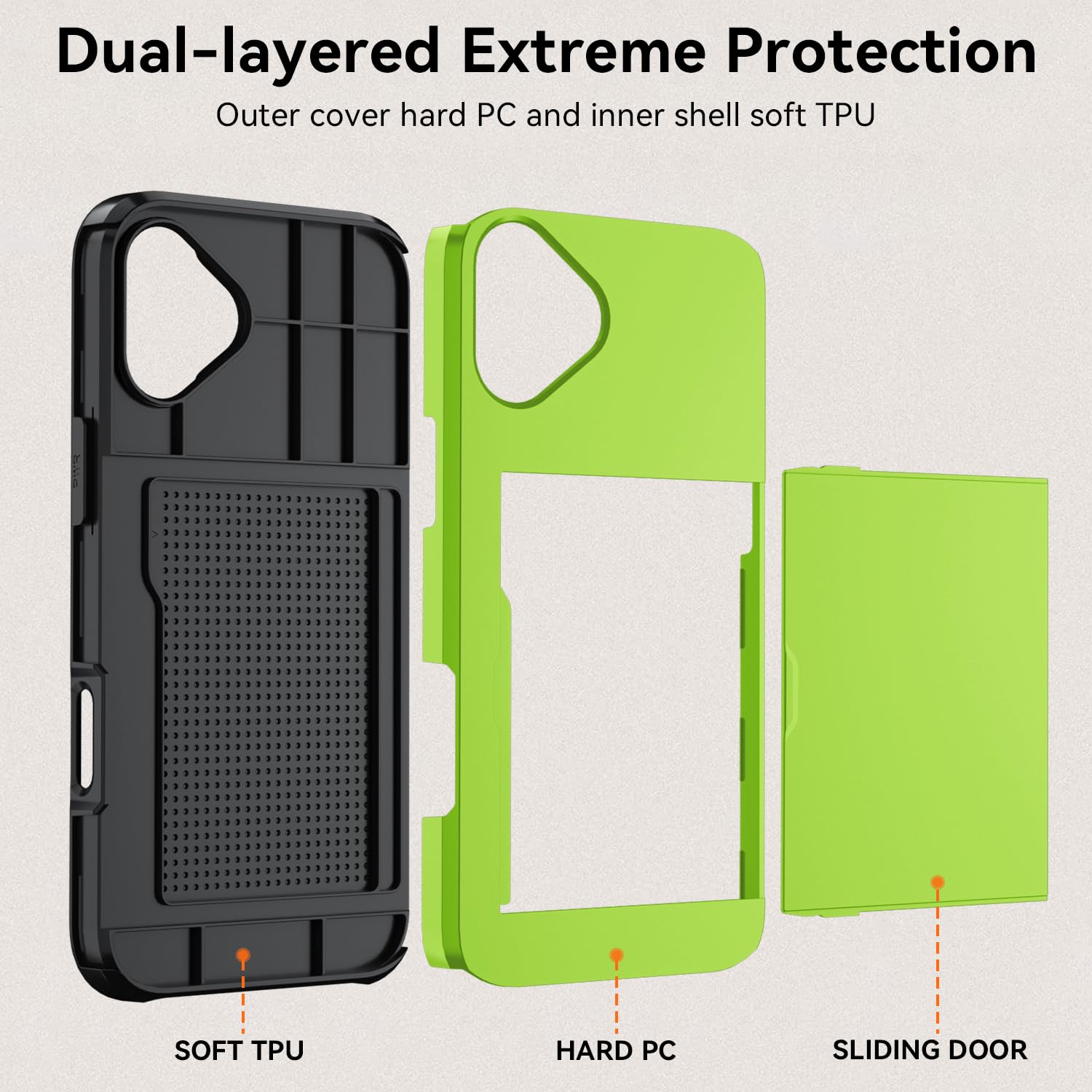 Qinmay Compatible with iPhone 17 Case Wallet,Built-in Card Holder, Heavy Duty Protective Dual Layer Shockproof Hidden Card Slot Slim Wallet Phone Cover for iPhone 17 ，Green thumbnail