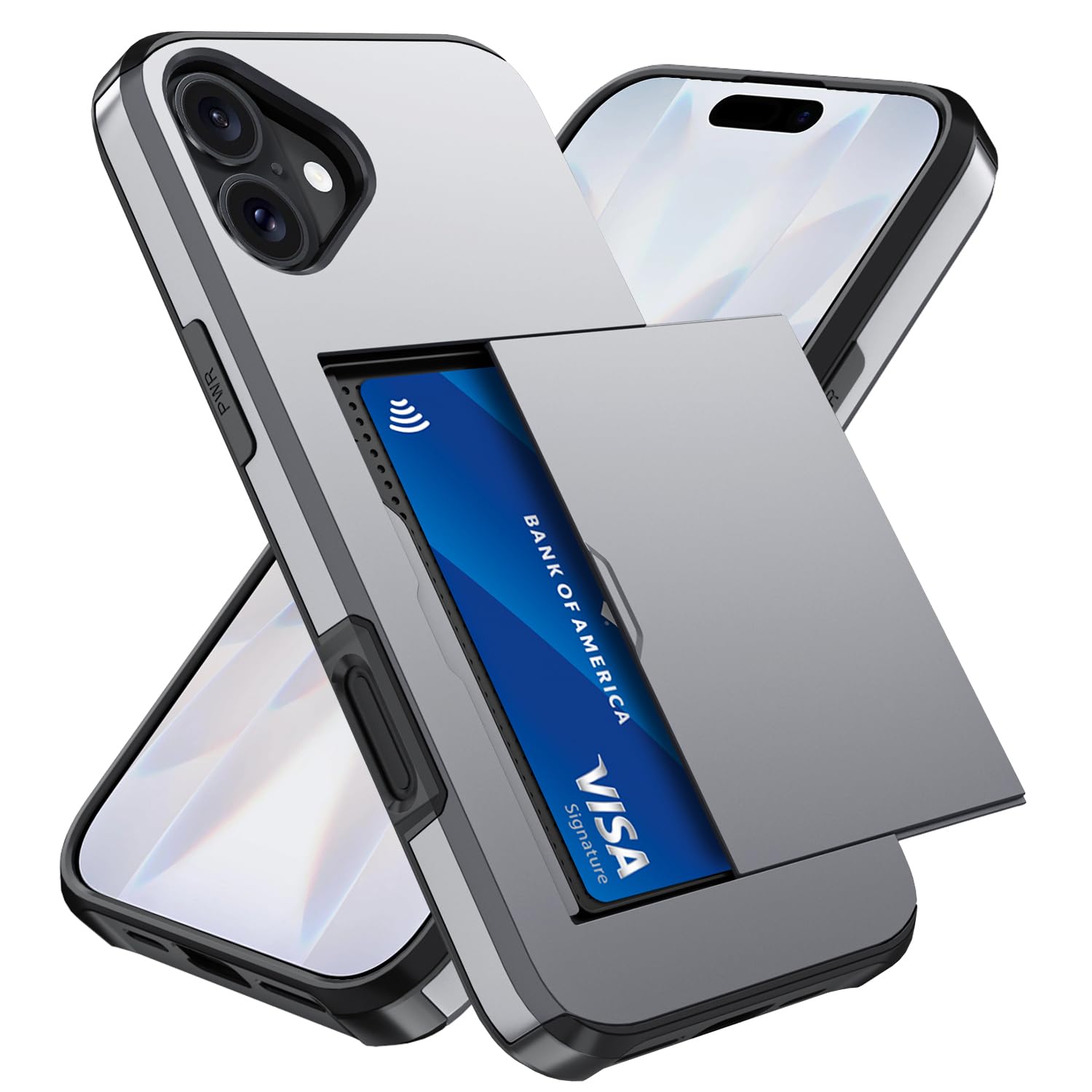 Qinmay Compatible with iPhone 17 Case Wallet,Built-in Card Holder, Heavy Duty Protective Dual Layer Shockproof Hidden Card Slot Slim Wallet Phone Cover for iPhone 17 ，Grey