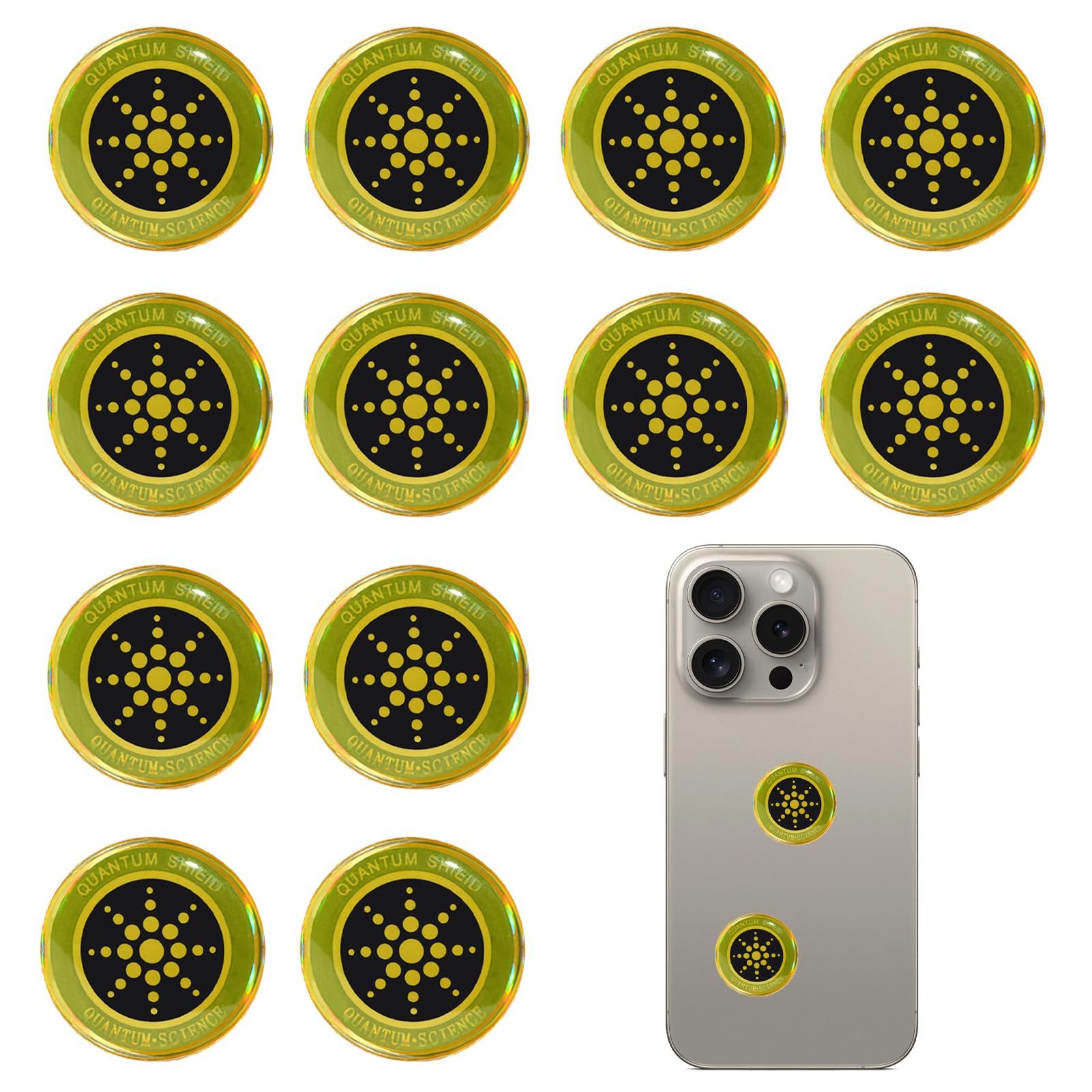 12 Pcs Emf Blocker for Cell Phone,Radiation Blocker for Cell Phone,Emf Stickers,A Practical Gift for Tech Lovers for Smart Phones/Tablets/Laptops Electronic Devices Blockers(Gold)