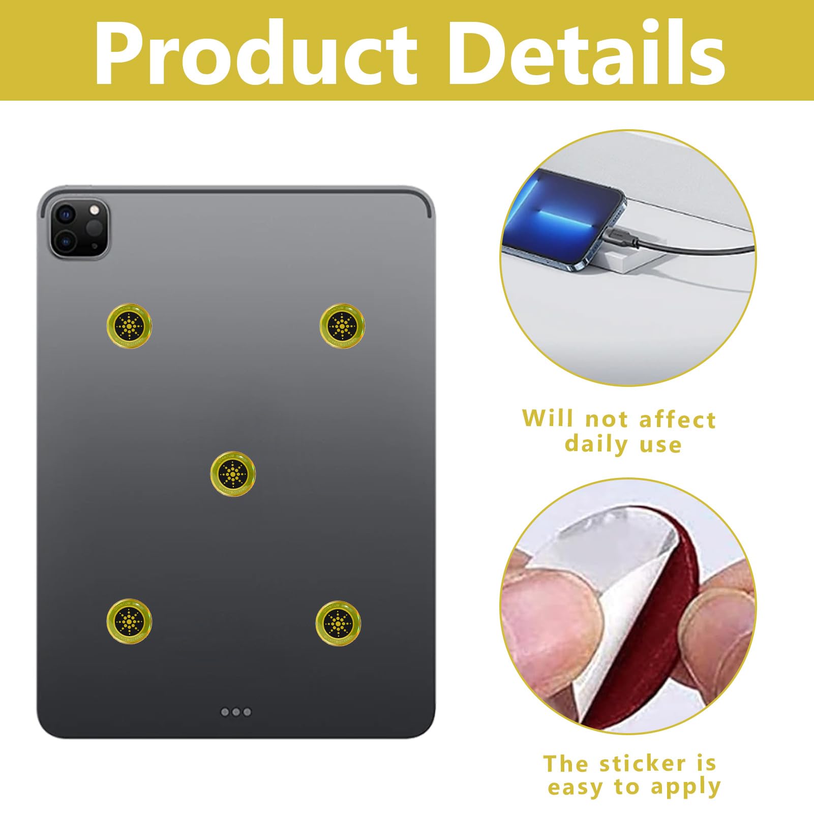 12 Pcs Emf Blocker for Cell Phone,Radiation Blocker for Cell Phone,Emf Stickers,A Practical Gift for Tech Lovers for Smart Phones/Tablets/Laptops Electronic Devices Blockers(Gold) thumbnail