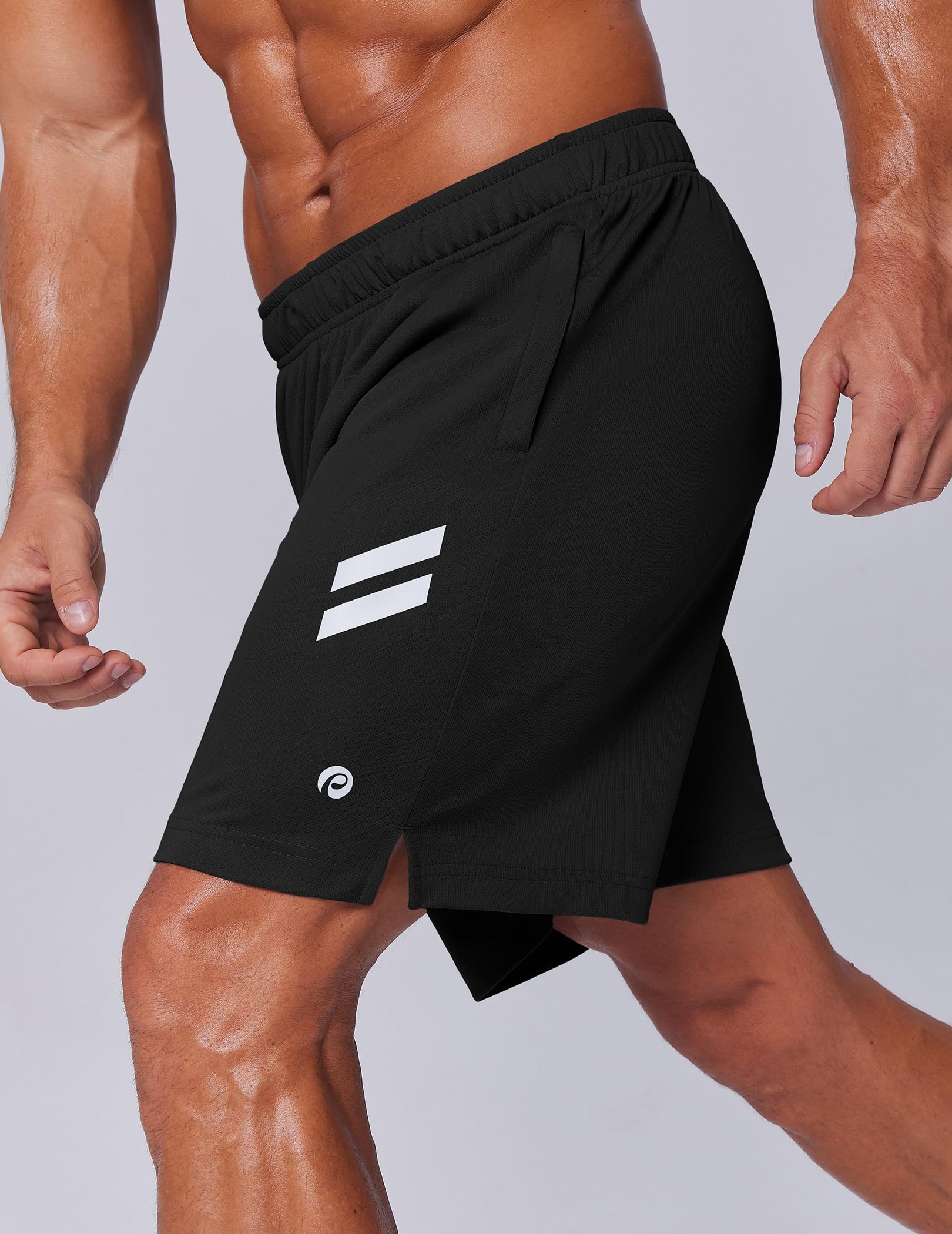 PINSPARK Men's Athletic Running Shorts Quick Dry Lightweight Gym Shorts 7 Inch Workout Shorts with Zipper Pockets thumbnail