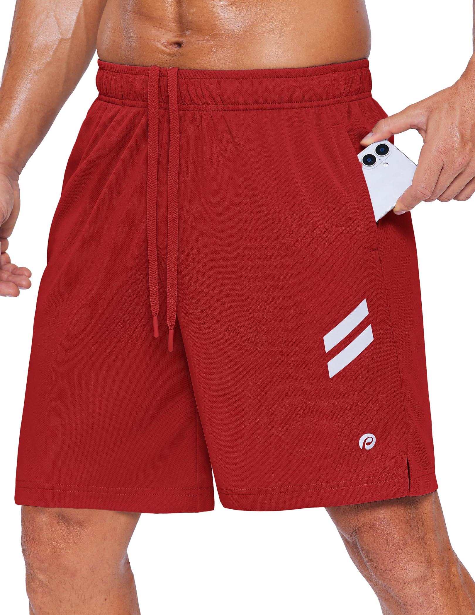 PINSPARK Men's Athletic Running Shorts Quick Dry Lightweight Gym Shorts 7 Inch Workout Shorts with Zipper Pockets thumbnail