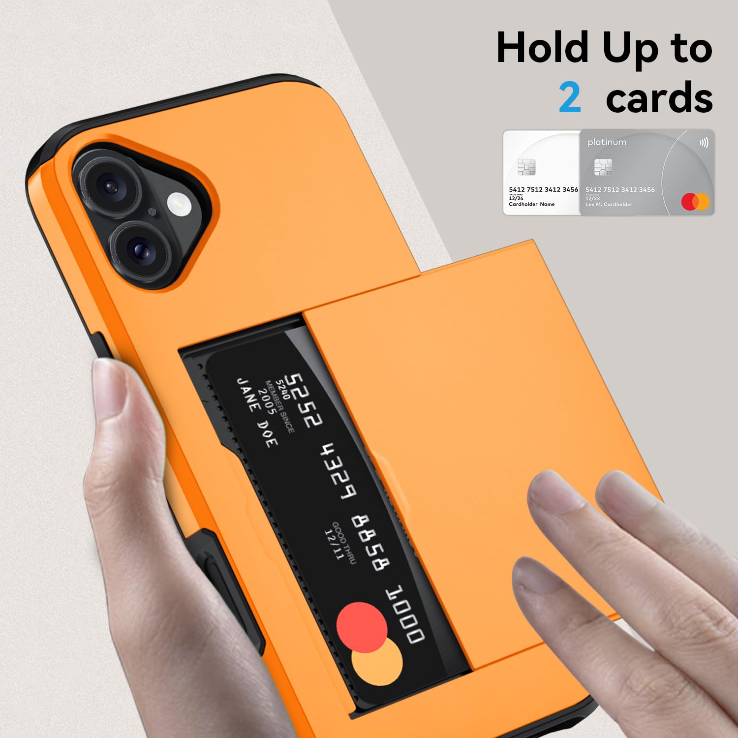 Qinmay Compatible with iPhone 17 Case Wallet,Built-in Card Holder, Heavy Duty Protective Dual Layer Shockproof Hidden Card Slot Slim Wallet Phone Cover for iPhone 17 ，Orange thumbnail