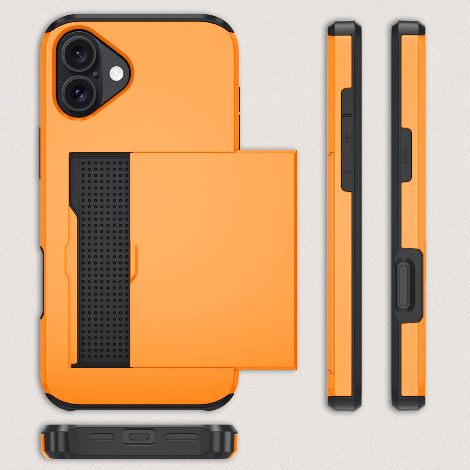Qinmay Compatible with iPhone 17 Case Wallet,Built-in Card Holder, Heavy Duty Protective Dual Layer Shockproof Hidden Card Slot Slim Wallet Phone Cover for iPhone 17 ，Orange thumbnail