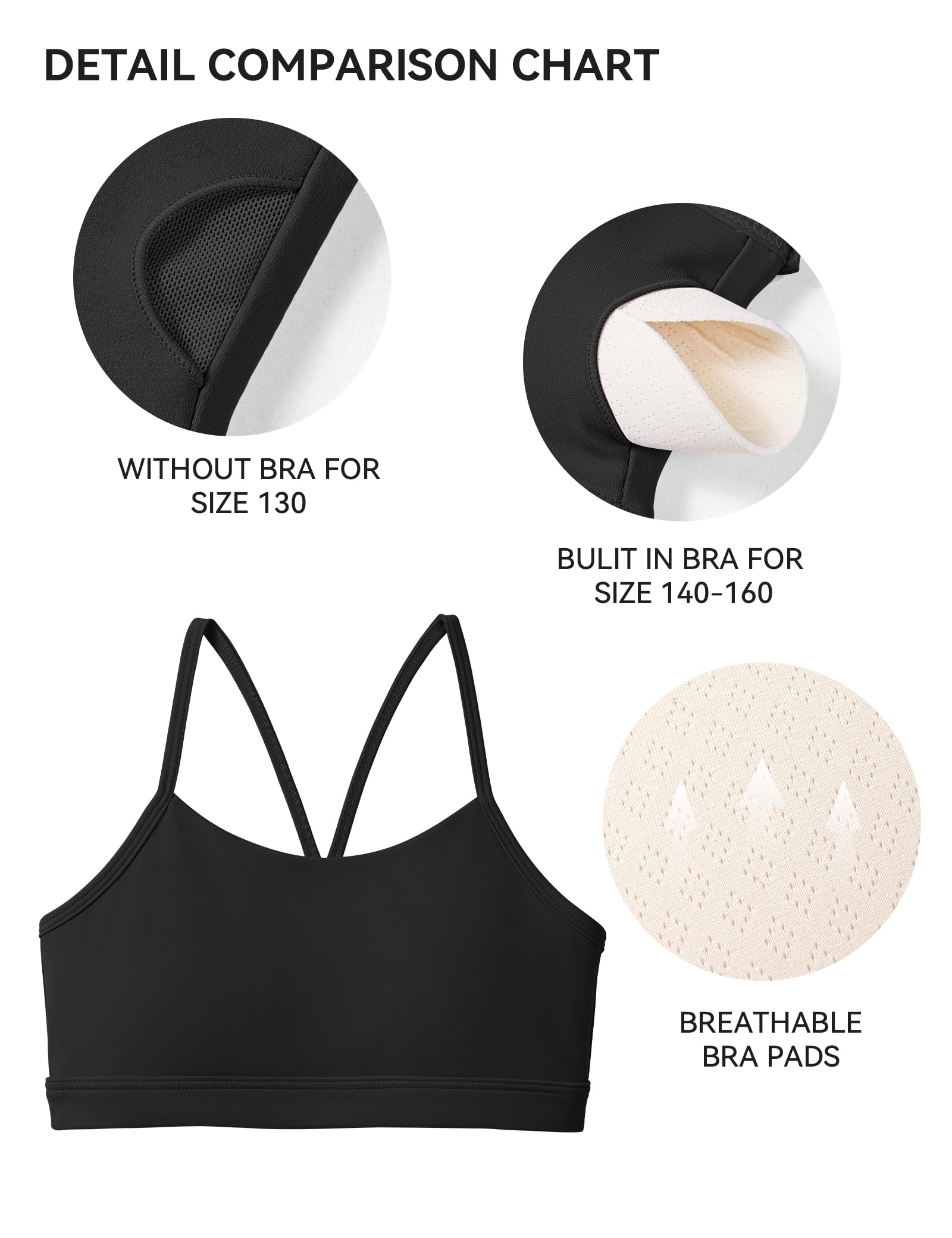 JOCMIC Girls Sports Bra Soft Training Bras with Removable Padding Tank | Light Support, Removable Pads, Yoga, Extremely Soft, Scoop Neck, Adjustable Spaghetti Straps, for Girls thumbnail