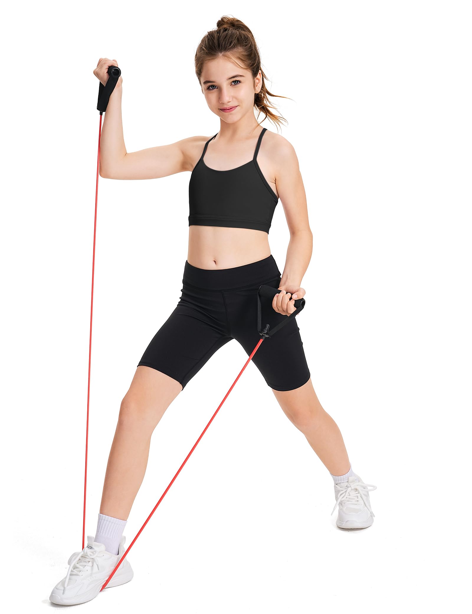 JOCMIC Girls Sports Bra Soft Training Bras with Removable Padding Tank | Light Support, Removable Pads, Yoga, Extremely Soft, Scoop Neck, Adjustable Spaghetti Straps, for Girls thumbnail