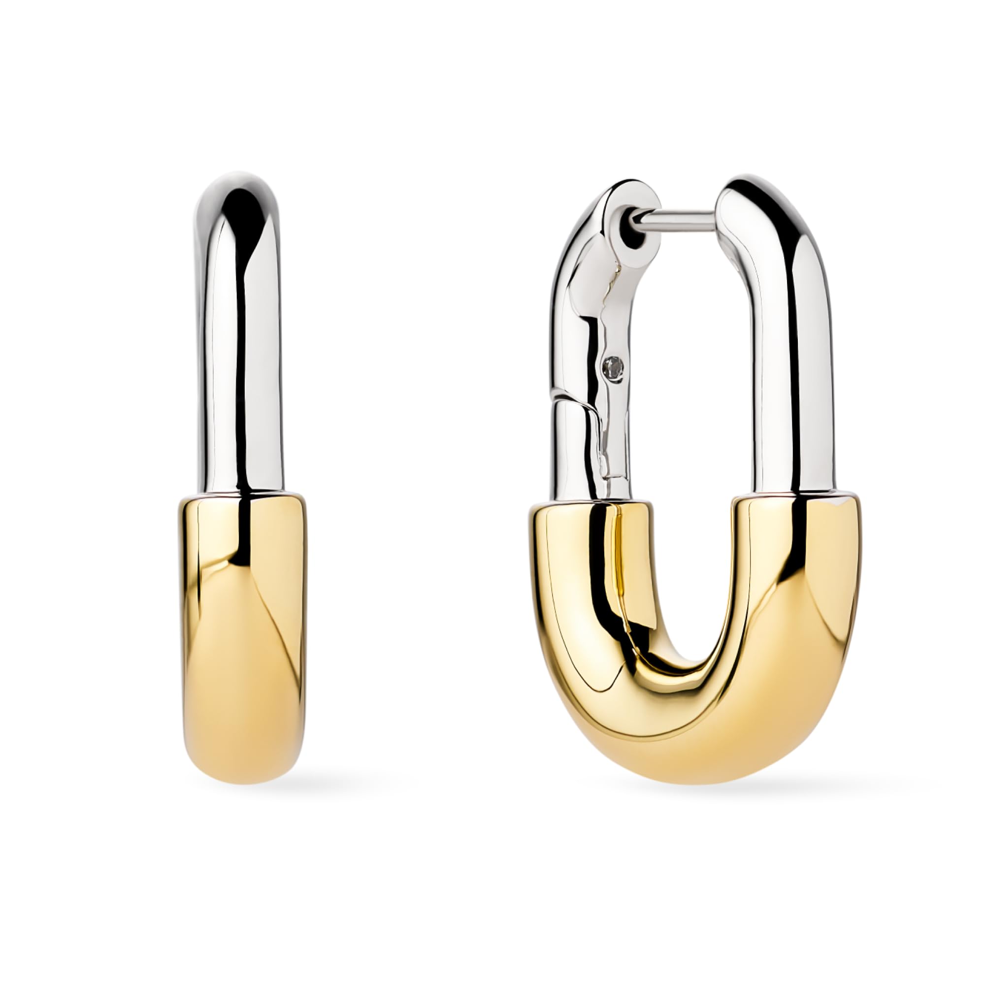 Ana Luisa Rectangle Hoop Earrings - Sterling Silver Base With 14K Gold & Silver Rhodium Plating - Chic, Dainty Mixed Metal Huggie Hoops - Hypoallergenic, Tarnish-Free, and Water-Resistant Hoops