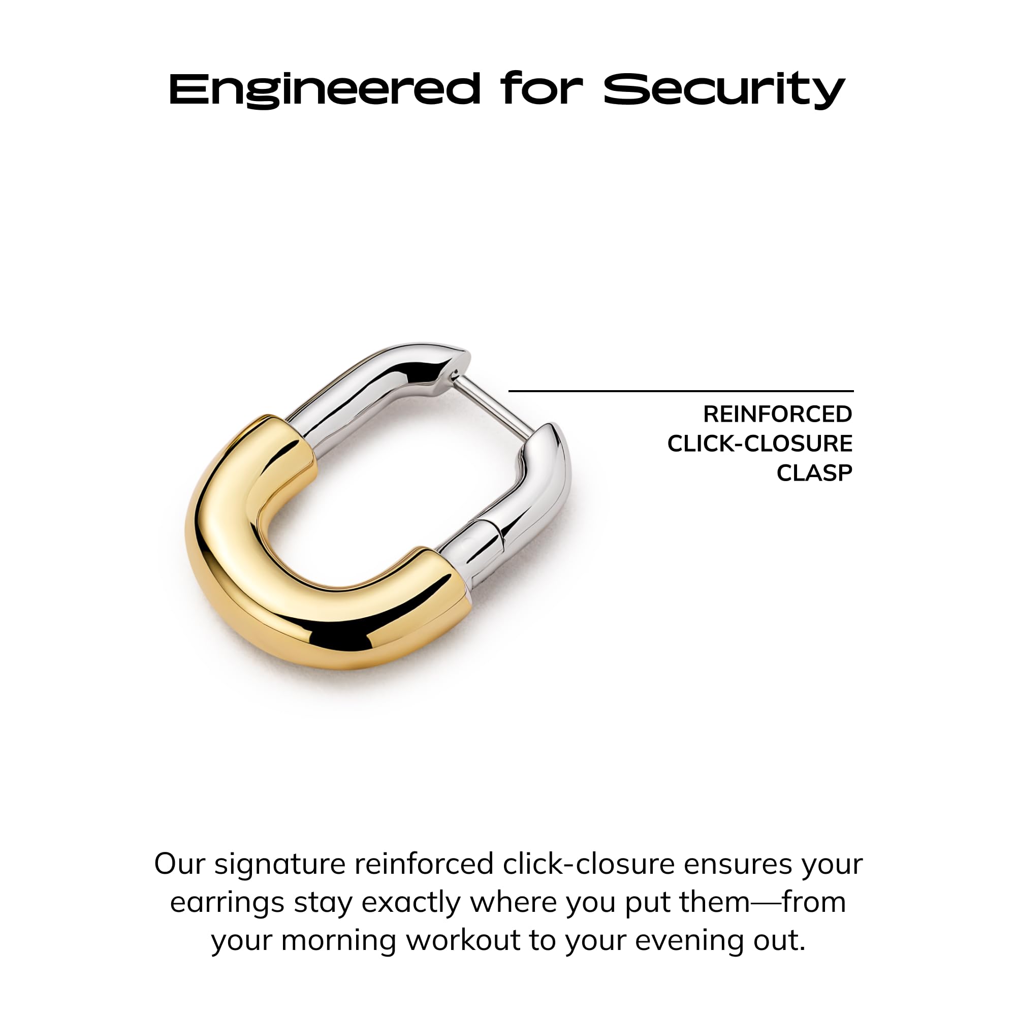 Ana Luisa Rectangle Hoop Earrings - Sterling Silver Base With 14K Gold & Silver Rhodium Plating - Chic, Dainty Mixed Metal Huggie Hoops - Hypoallergenic, Tarnish-Free, and Water-Resistant Hoops thumbnail