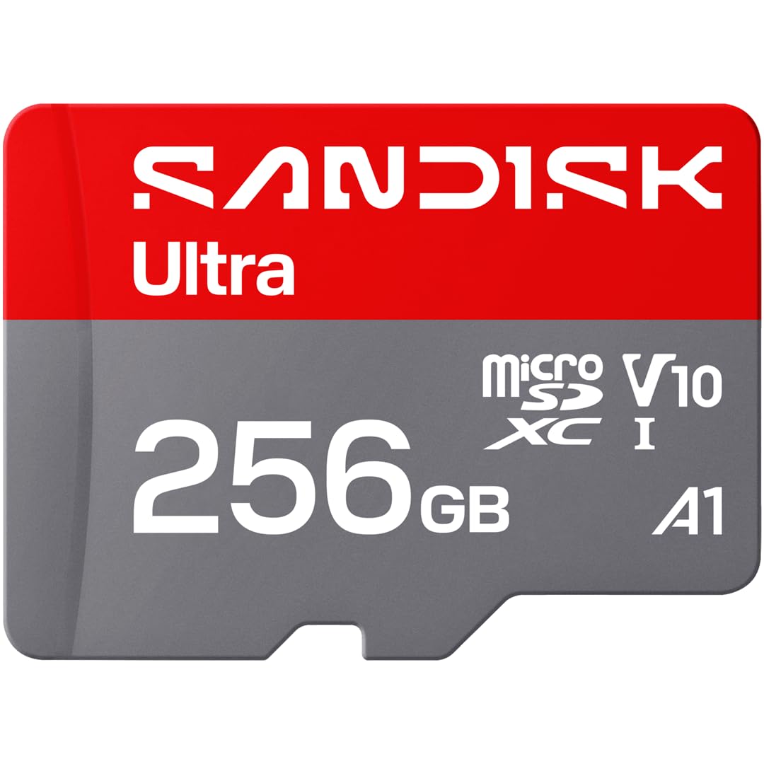 SANDISK 256GB Ultra microSD UHS-I Card - Up to 195MB/s Read Speed, Full HD Video, V10, U1, C10, A4 - SDSQUJQ-256G-GZ6MA