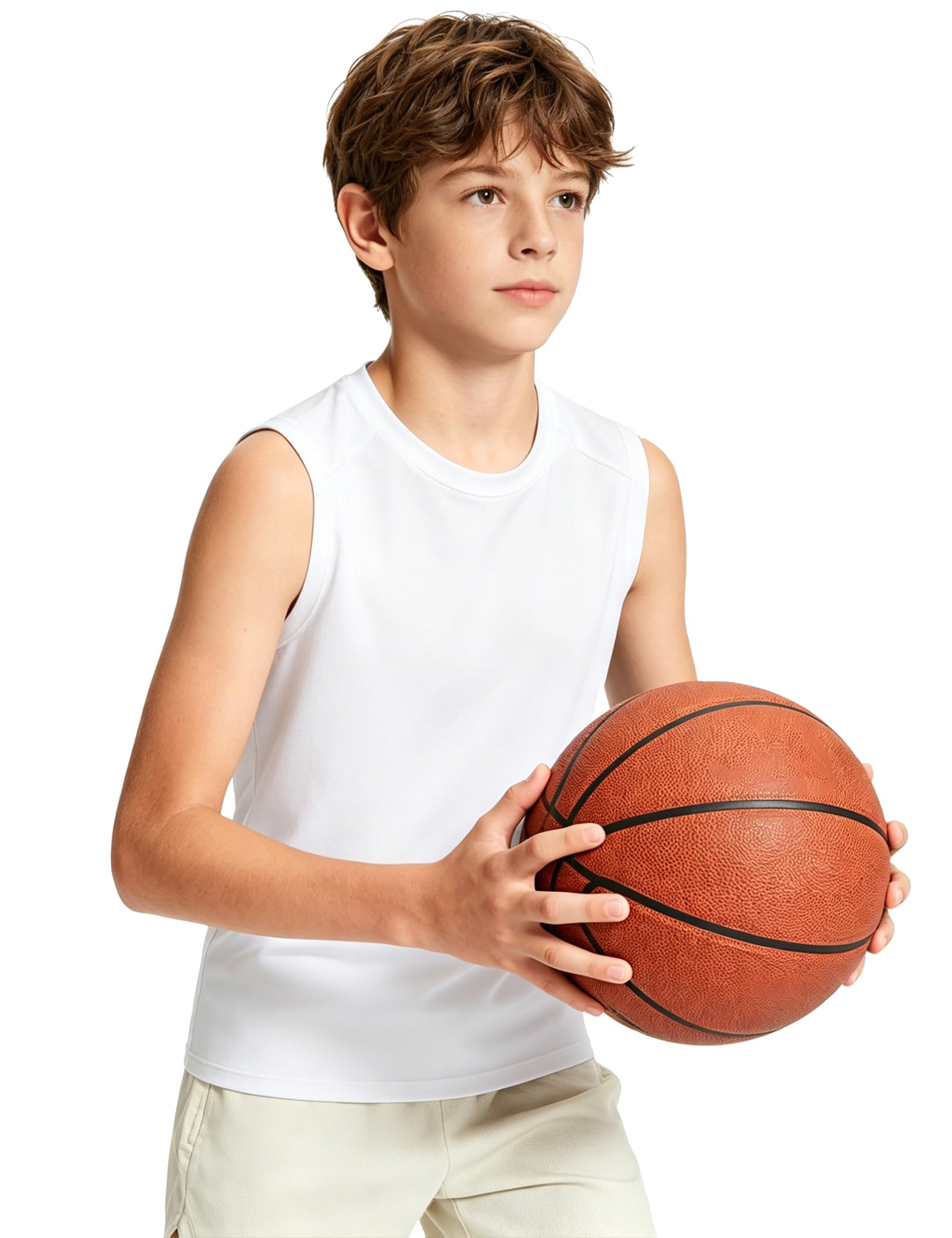 Somaibo Boys Sleeveless Compression Shirt Kids Football Undershirt | Quick Dry Youth Athletic Tank Tops for Basketball Workout Baseball Softball thumbnail