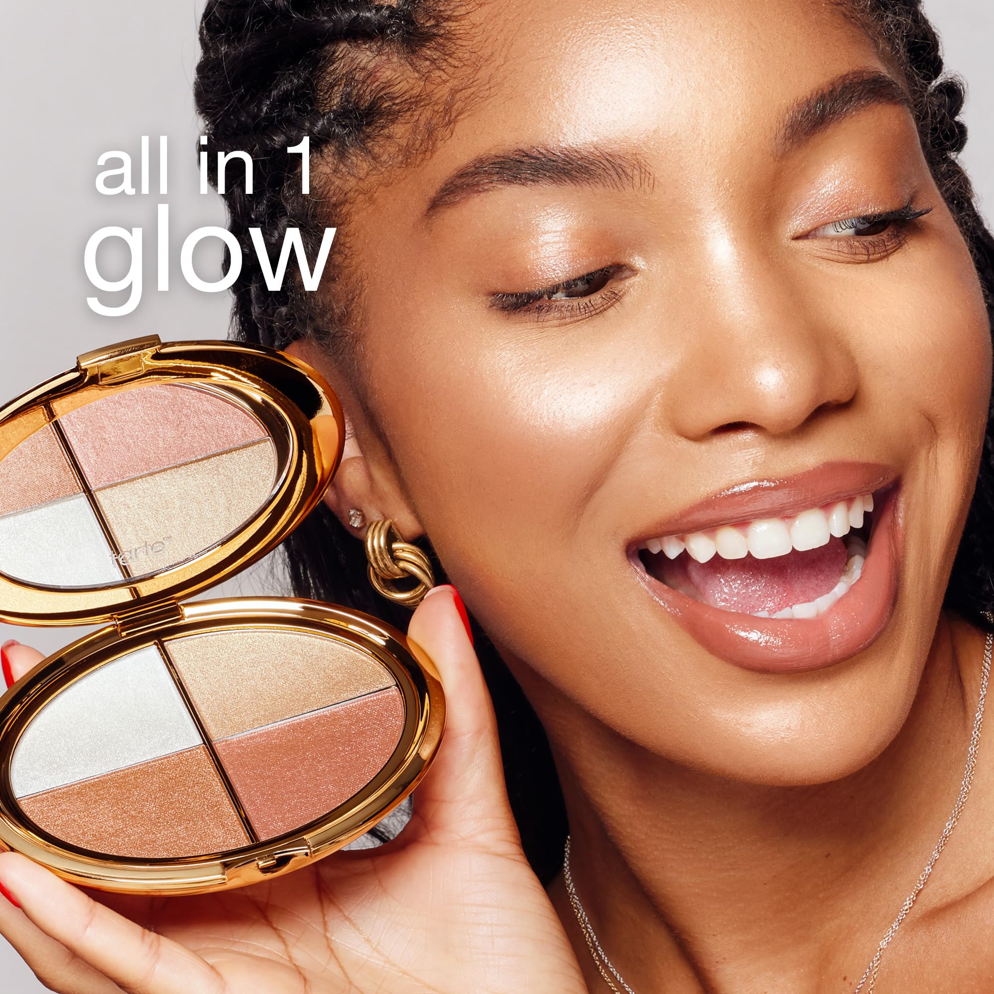 tarte glow wardrobe highlighting eye & cheek palette – Highlighter, Blush, Bronze & Eyeshadow All-in-One Face & Eye Viral Makeup for Everday Radiant Blendable Glow, Vegan & Cruelty Free, full size thumbnail