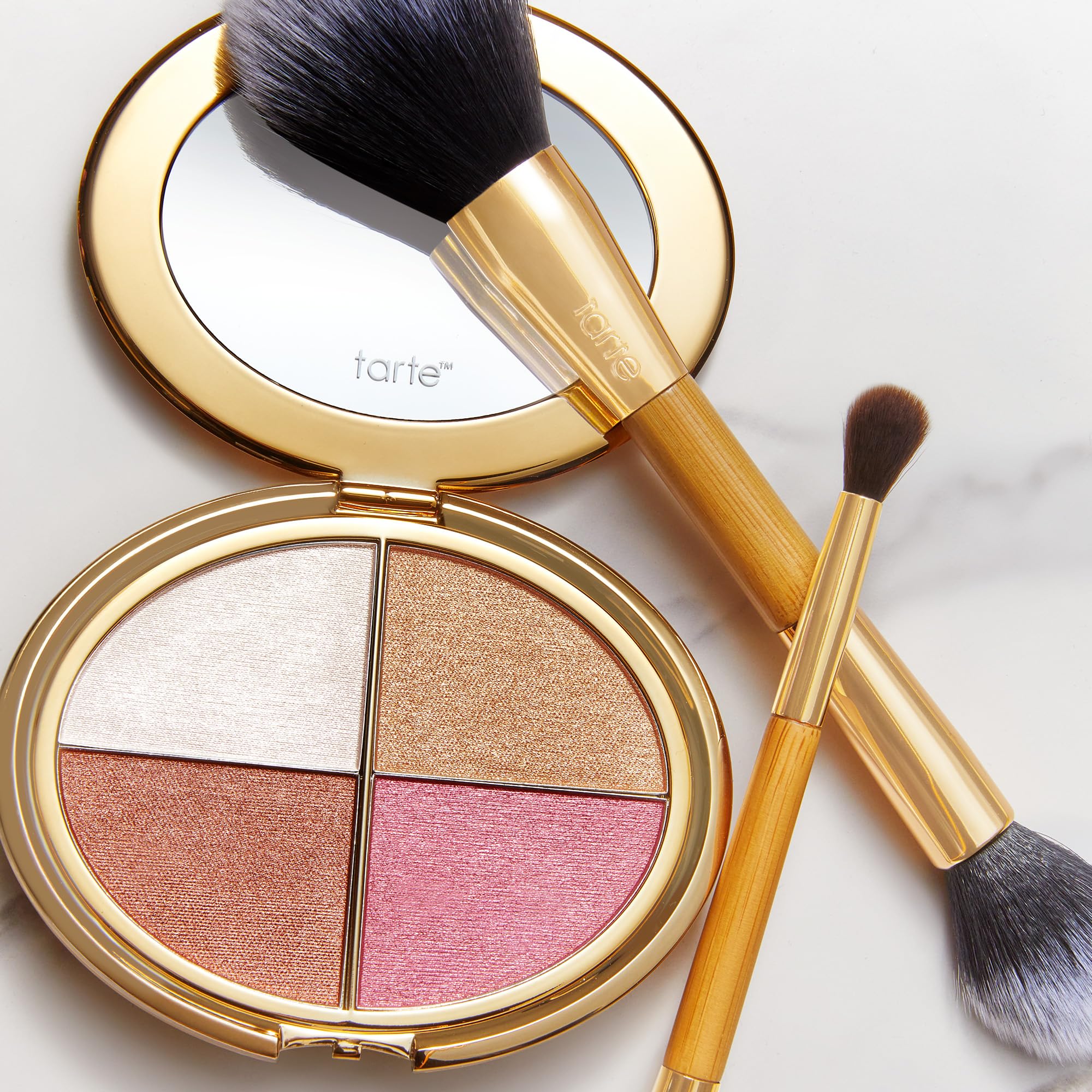 tarte glow wardrobe highlighting eye & cheek palette – Highlighter, Blush, Bronze & Eyeshadow All-in-One Face & Eye Viral Makeup for Everday Radiant Blendable Glow, Vegan & Cruelty Free, full size thumbnail