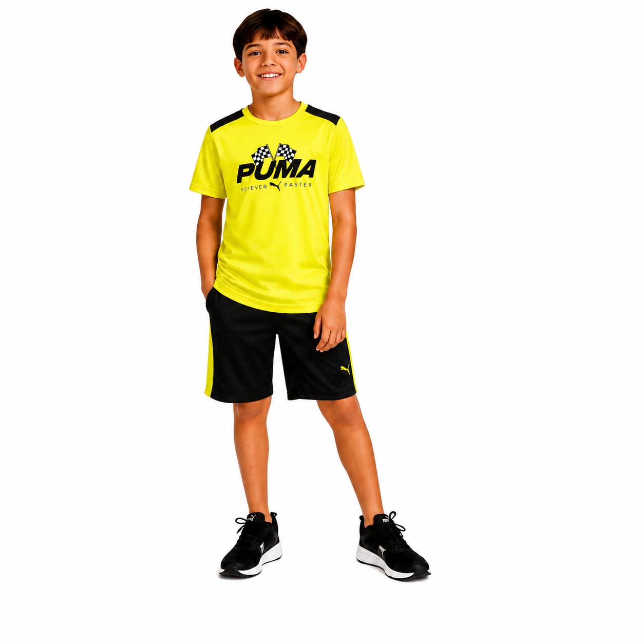 PUMA Boys 2 Piece Dry Fit Tee & Performance Active Shorts Set (Sizes 4-16) | Moisture Wicking Athletic Fabric, Breathable Lightweight Comfort, Great for Sports, Training & Active Play