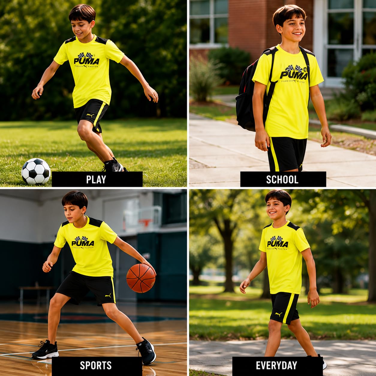 PUMA Boys 2 Piece Dry Fit Tee & Performance Active Shorts Set (Sizes 4-16) | Moisture Wicking Athletic Fabric, Breathable Lightweight Comfort, Great for Sports, Training & Active Play thumbnail
