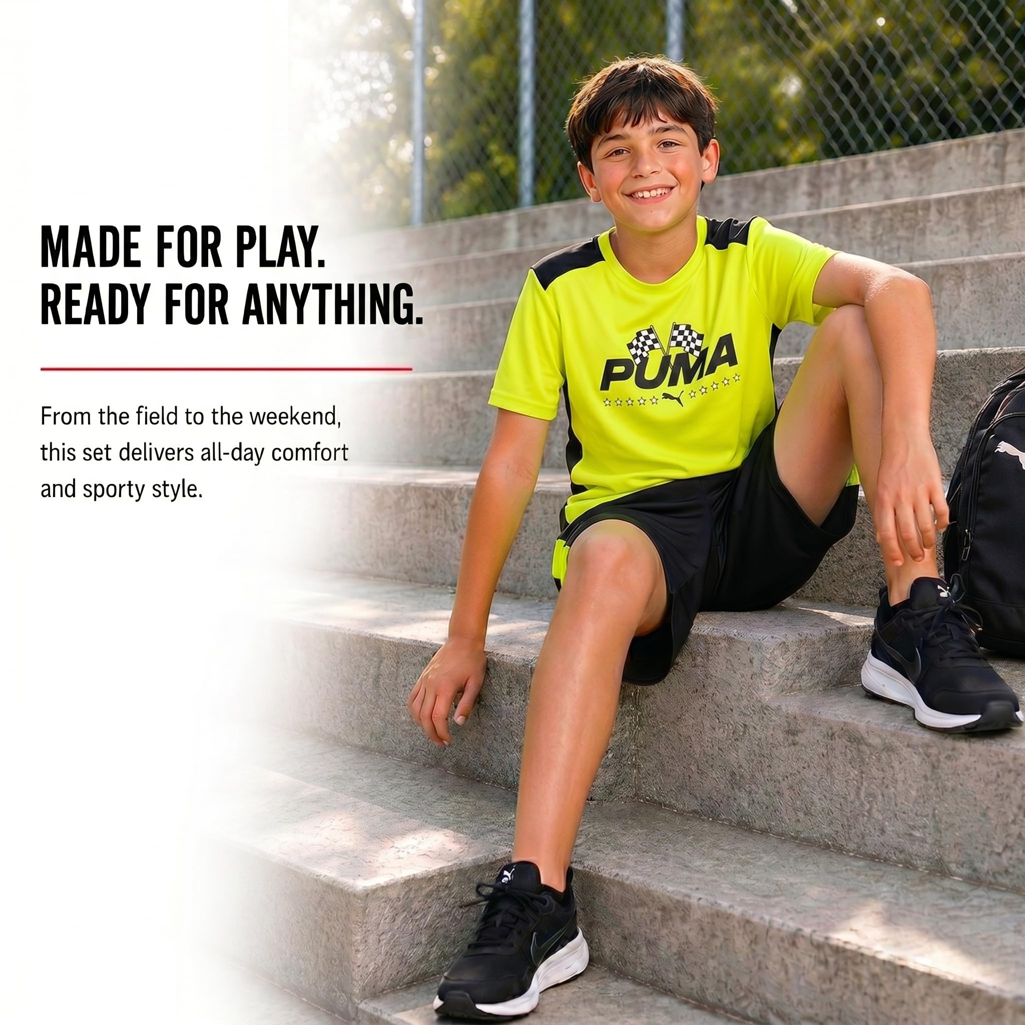 PUMA Boys 2 Piece Dry Fit Tee & Performance Active Shorts Set (Sizes 4-16) | Moisture Wicking Athletic Fabric, Breathable Lightweight Comfort, Great for Sports, Training & Active Play thumbnail