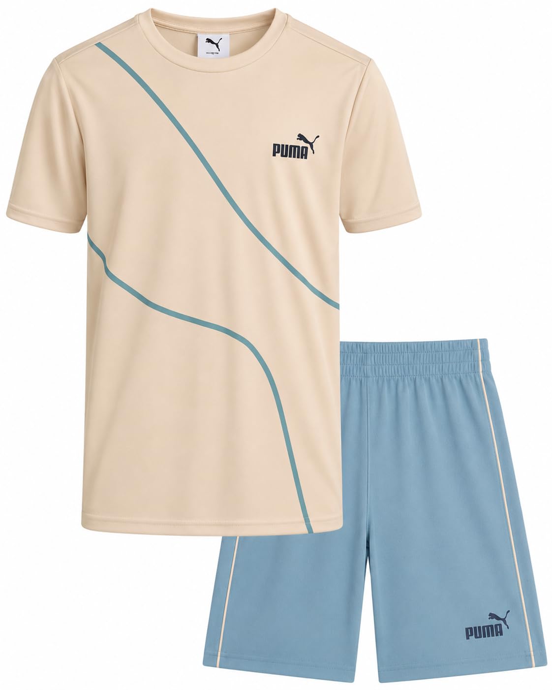 PUMA Boys 2 Piece Dry Fit Tee & Performance Active Shorts Set (Sizes 4-16) | Moisture Wicking Athletic Fabric, Breathable Lightweight Comfort, Great for Sports, Training & Active Play thumbnail