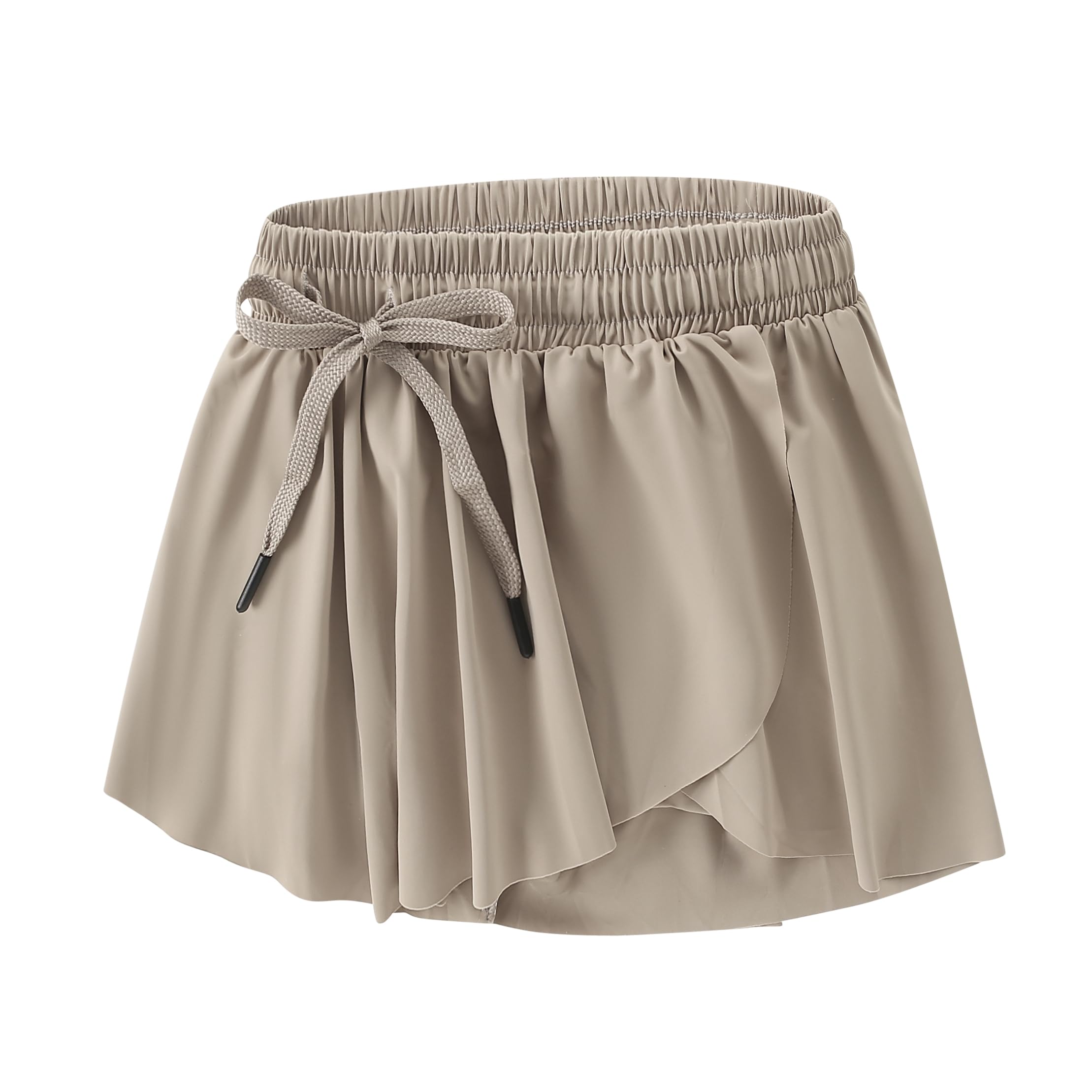AMIYAN Girls Flowy Shorts 2-in-1 Butterfly Skirts Athletic Skorts for Running Sport Dance Cheer Kid 4-14Y