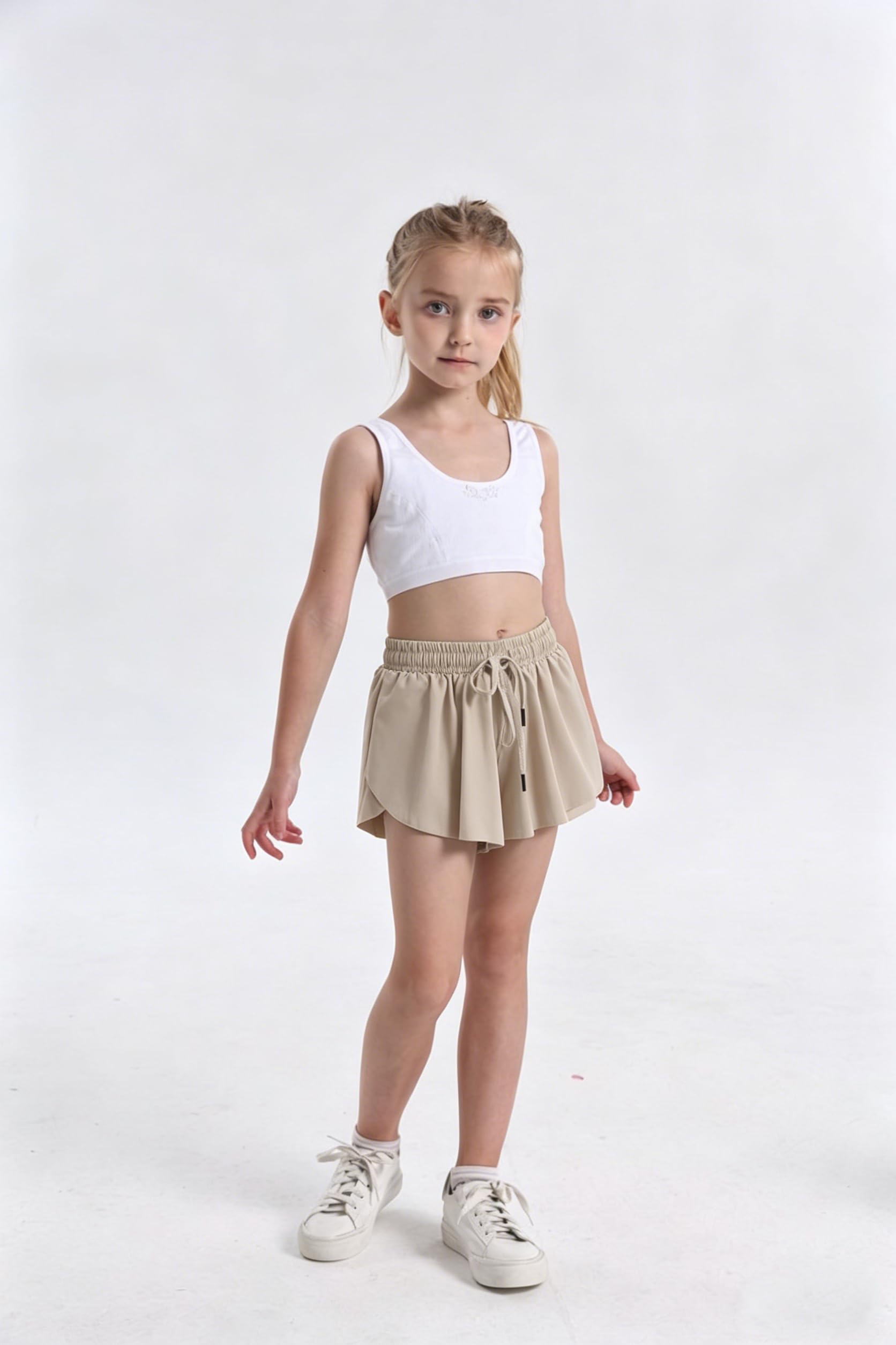AMIYAN Girls Flowy Shorts 2-in-1 Butterfly Skirts Athletic Skorts for Running Sport Dance Cheer Kid 4-14Y thumbnail