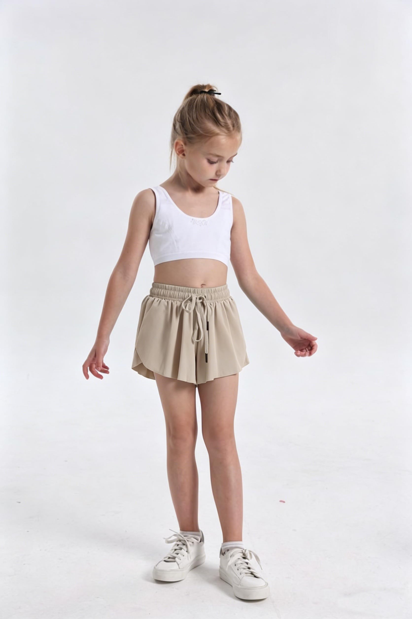 AMIYAN Girls Flowy Shorts 2-in-1 Butterfly Skirts Athletic Skorts for Running Sport Dance Cheer Kid 4-14Y thumbnail
