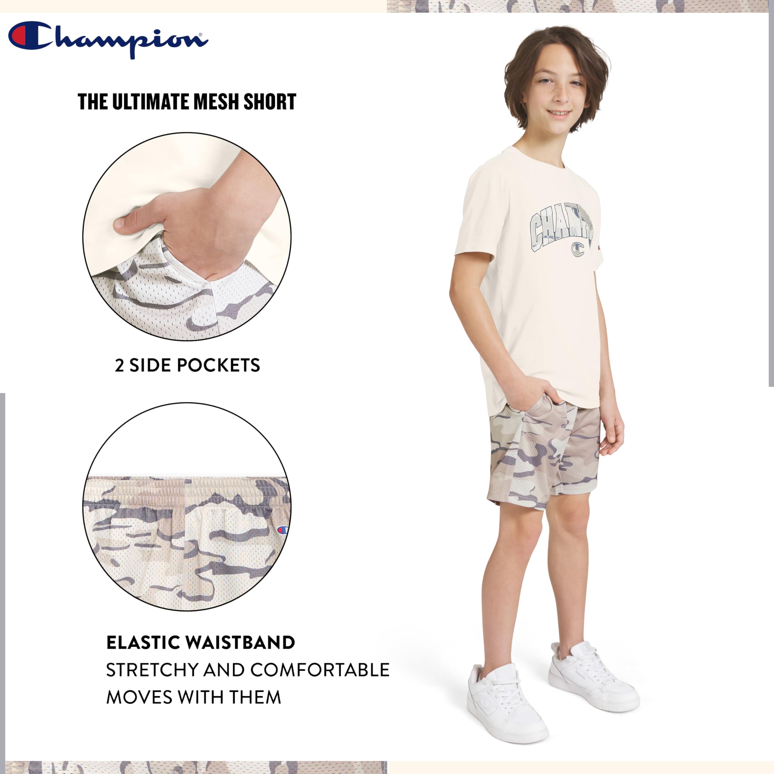 Champion Boys 2 Piece Short Sleeve Shirt and Mesh Shorts Sets thumbnail