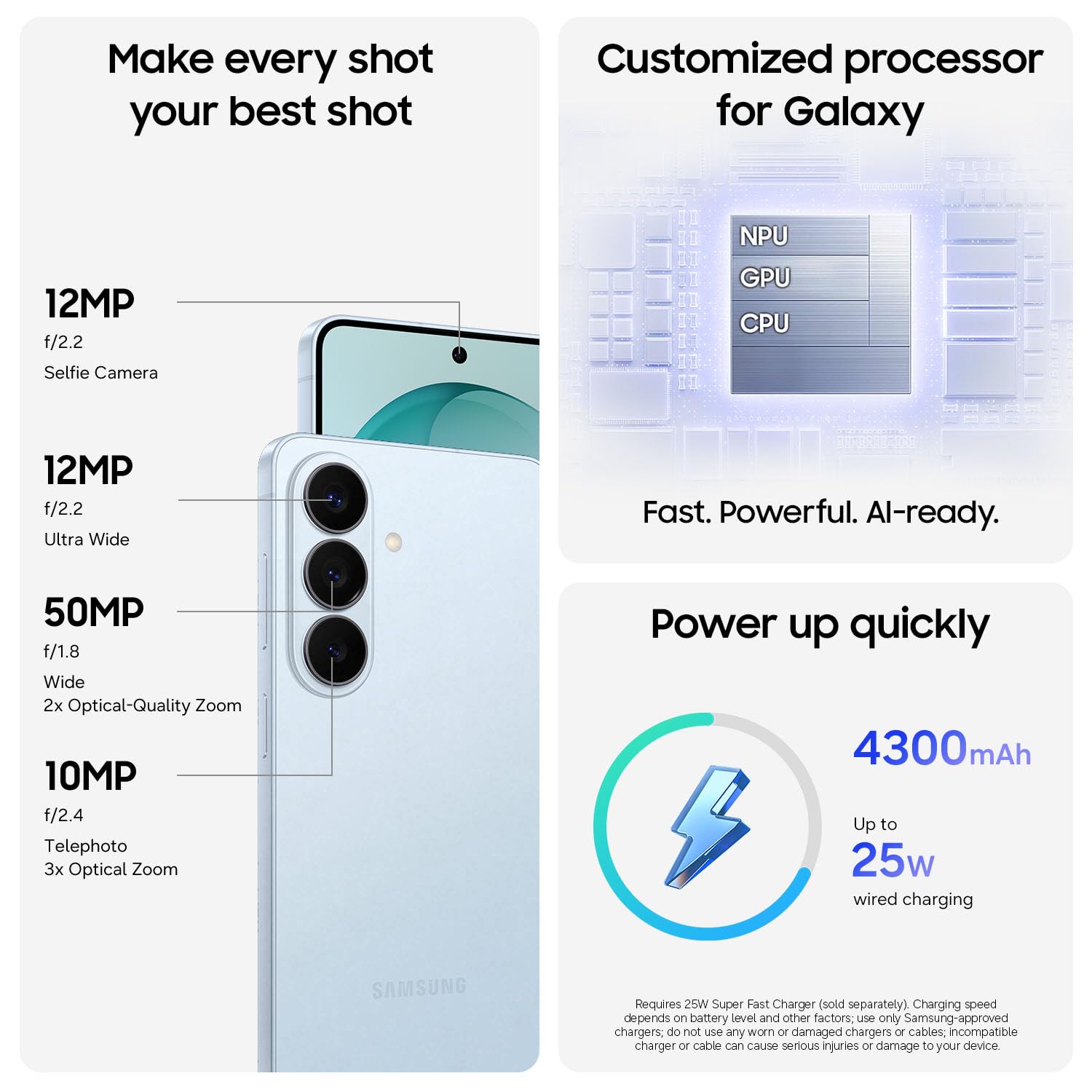 Samsung Galaxy S26, Unlocked Android Smartphone + Buds4 Pro, 256GB, Powerful Processor, Galaxy AI, Immersive Viewing, Durable Battery, 2026, Sky Blue thumbnail