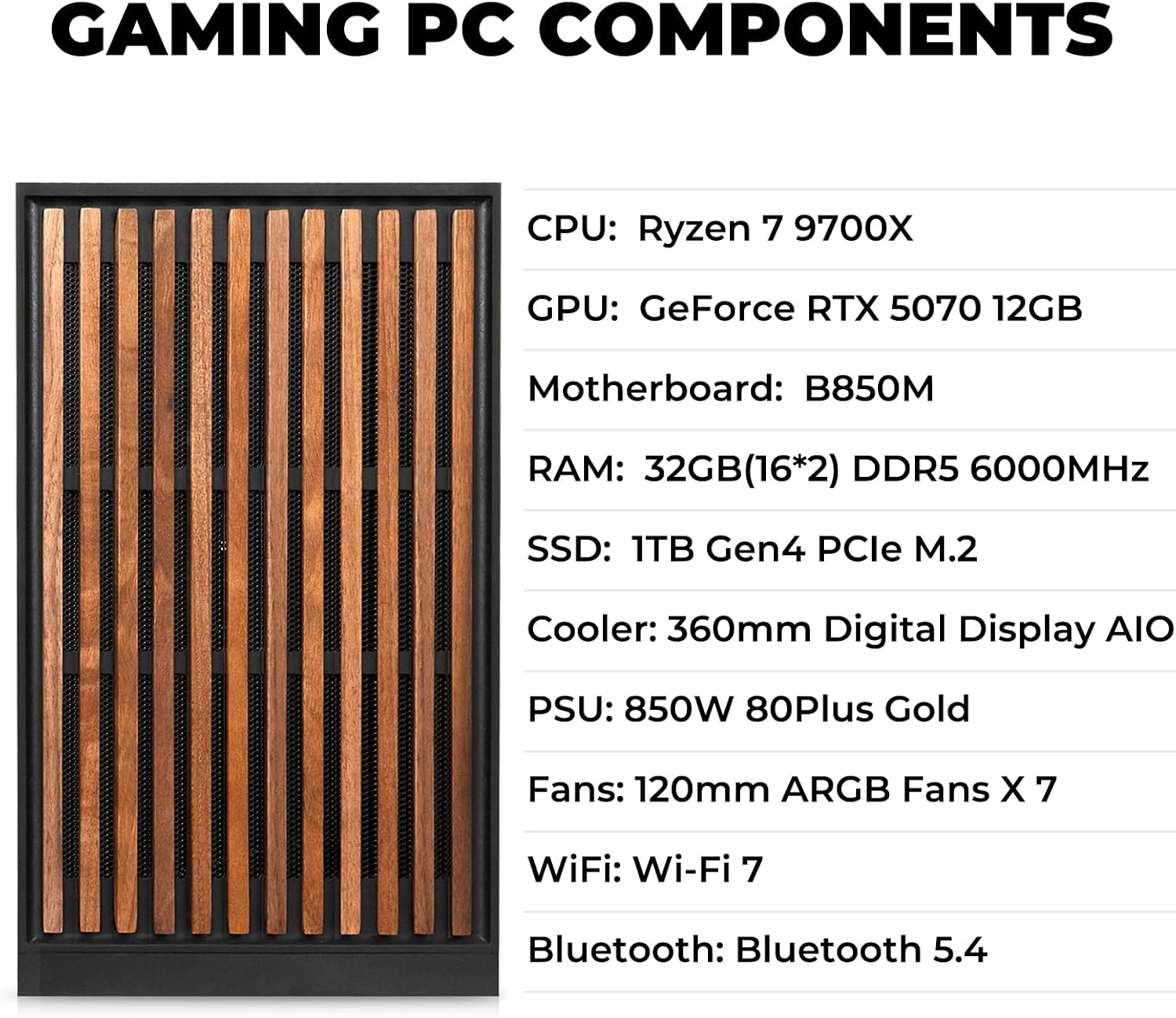 KOTIN Prebuilt Gaming PC RTX 5070 12GB, Ryzen 7 9700X, 32GB DDR5, 1TB SSD thumbnail