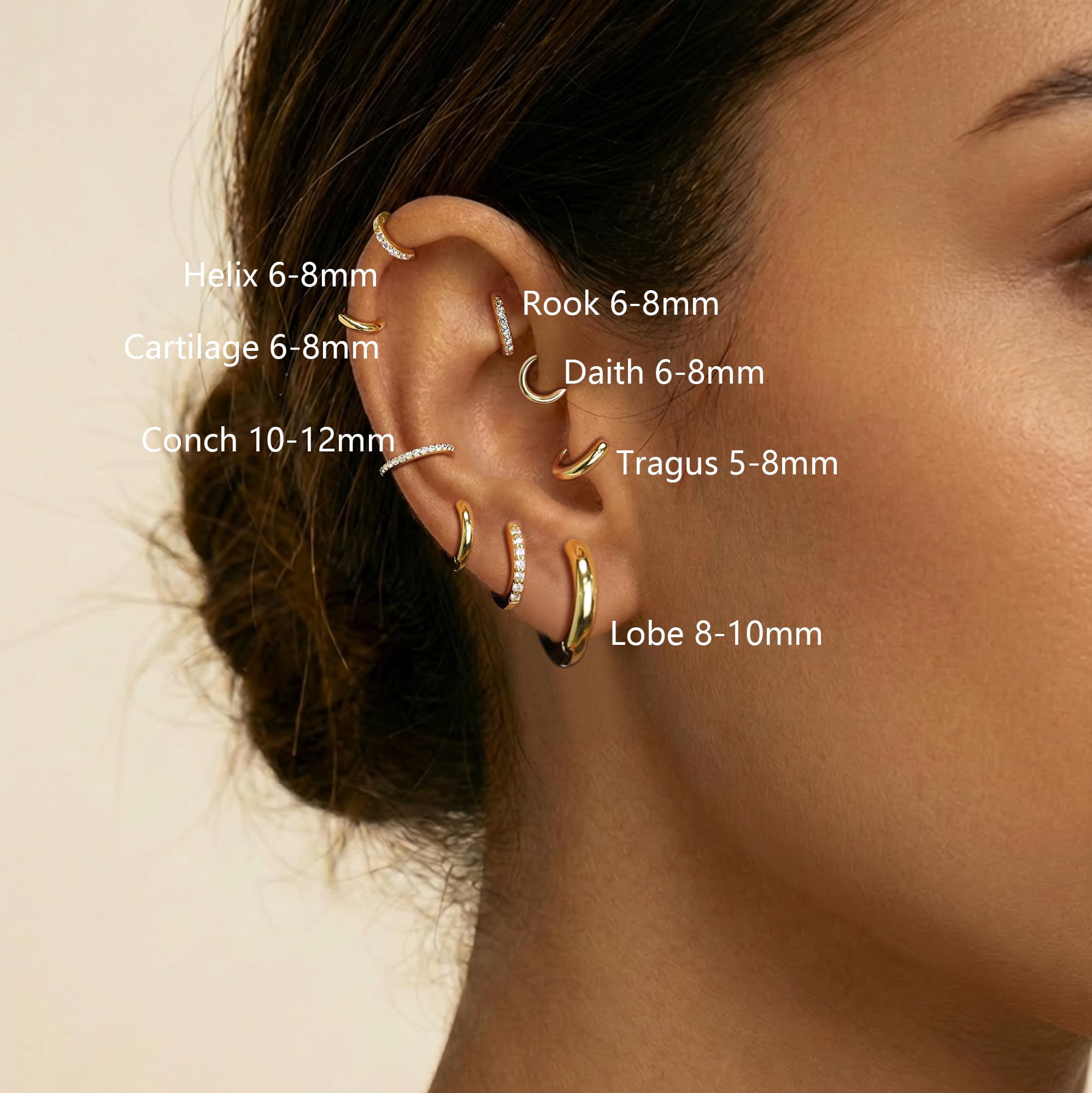 4 Pair Small Gold Hoop Earrings for Women Sensitive Ears - Hypoallergenic 14k Real Gold Plated Hoops Zirconia Cartilage Huggie Earrings Set Helix Piercing Earring Gold Jewelry for Women Gift thumbnail