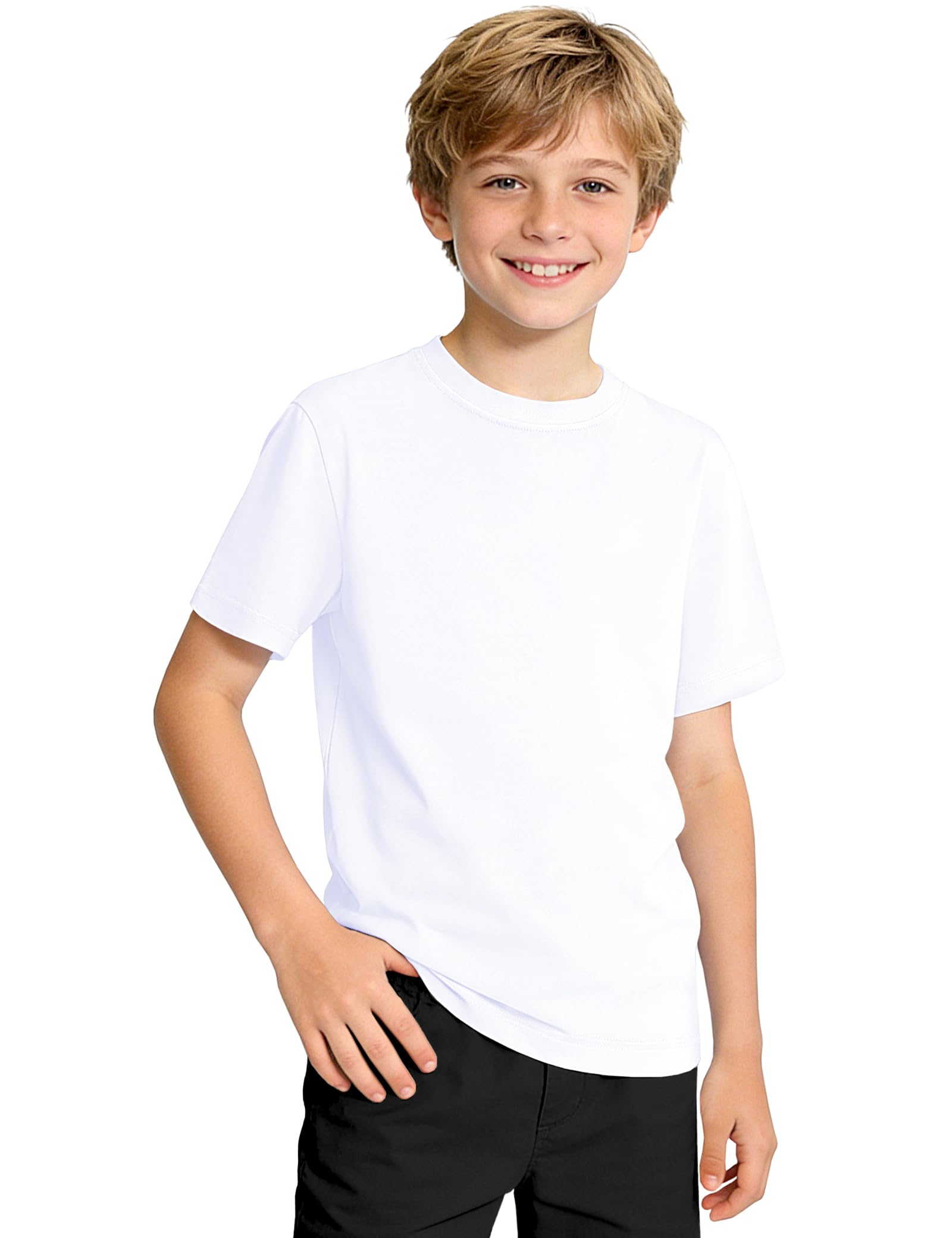 KEREDA Boys Short Sleeve Shirts Kids Summer T-Shirts Casual Plain Tops Tees