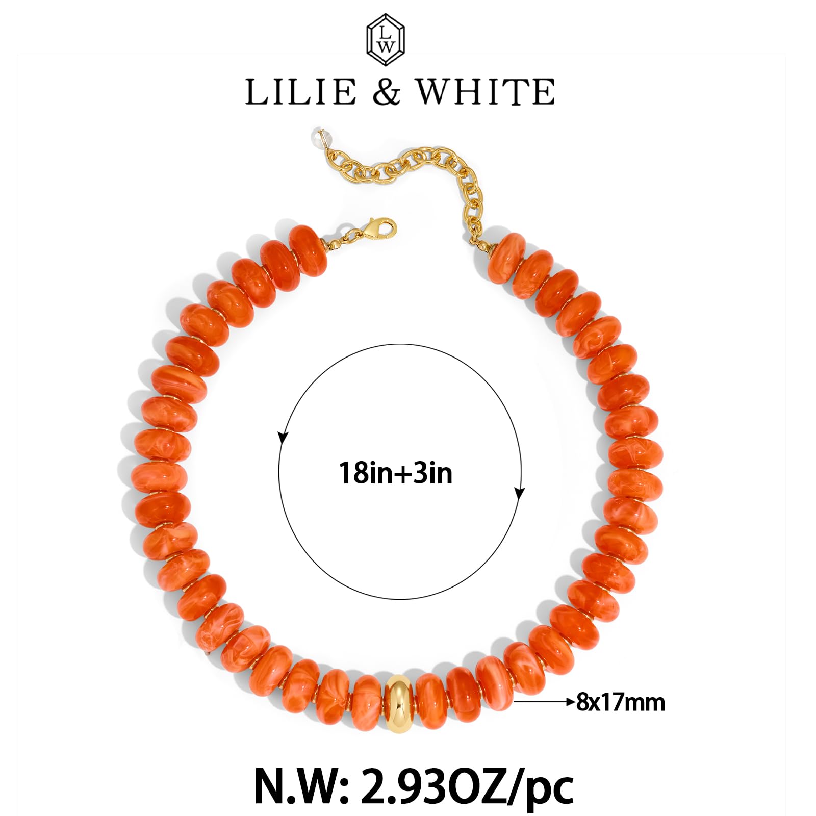 LILIE&WHITE Colorful Chunky Beaded Necklaces for Women Beach Choker Necklace Rainbow Resin Statement Necklace Jewelry Gift for Women thumbnail