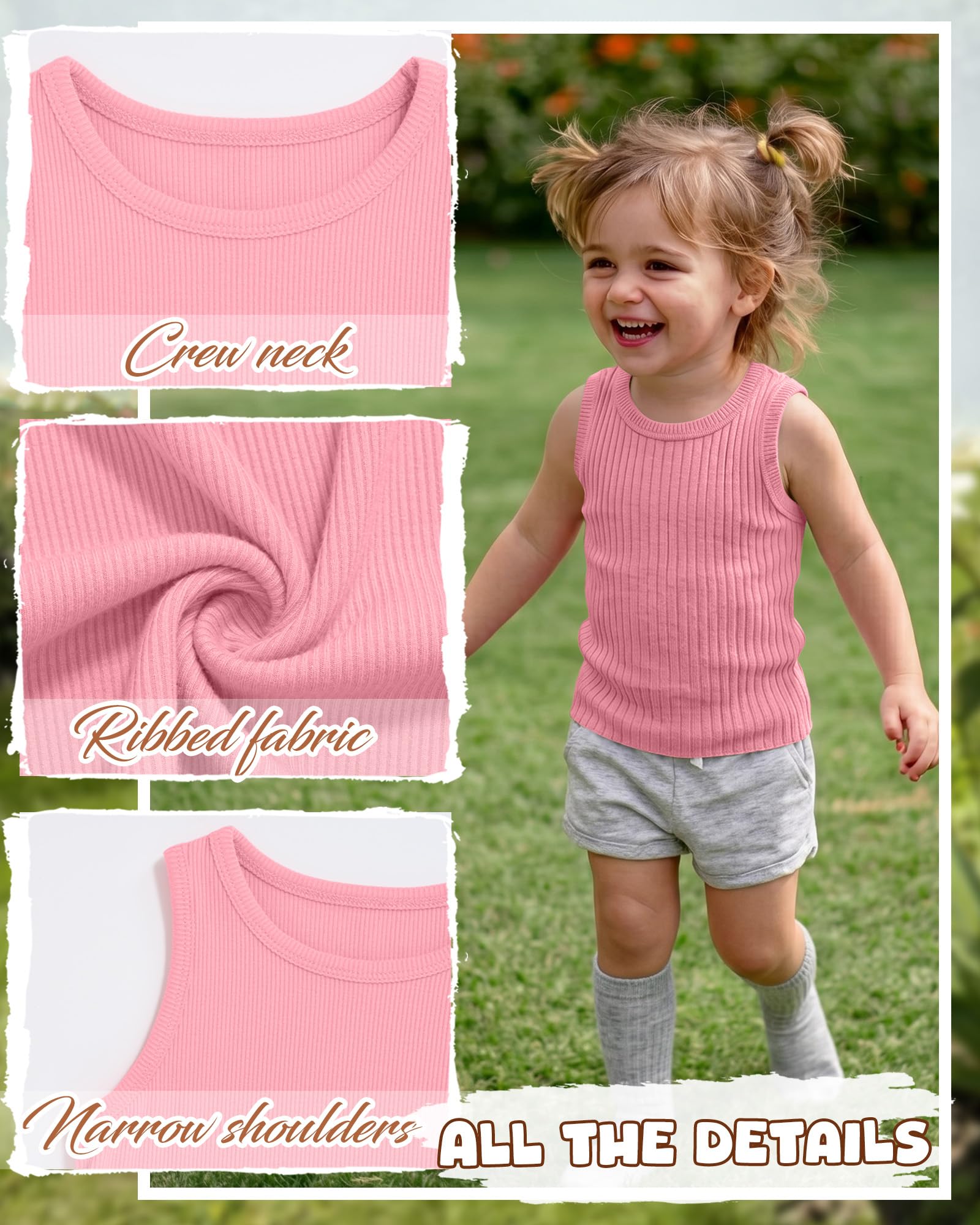 3 Pack Baby Girl's Tank Tops 18M-5T Toddler Ribbed Camisole Sleeveless Crew Neck Shirts Basic Summer Undershirts thumbnail
