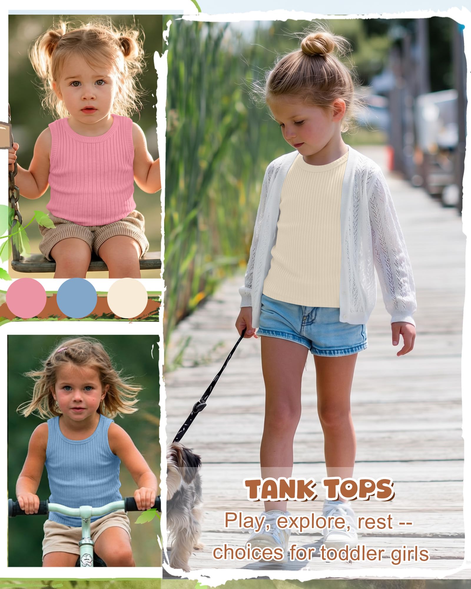 3 Pack Baby Girl's Tank Tops 18M-5T Toddler Ribbed Camisole Sleeveless Crew Neck Shirts Basic Summer Undershirts thumbnail