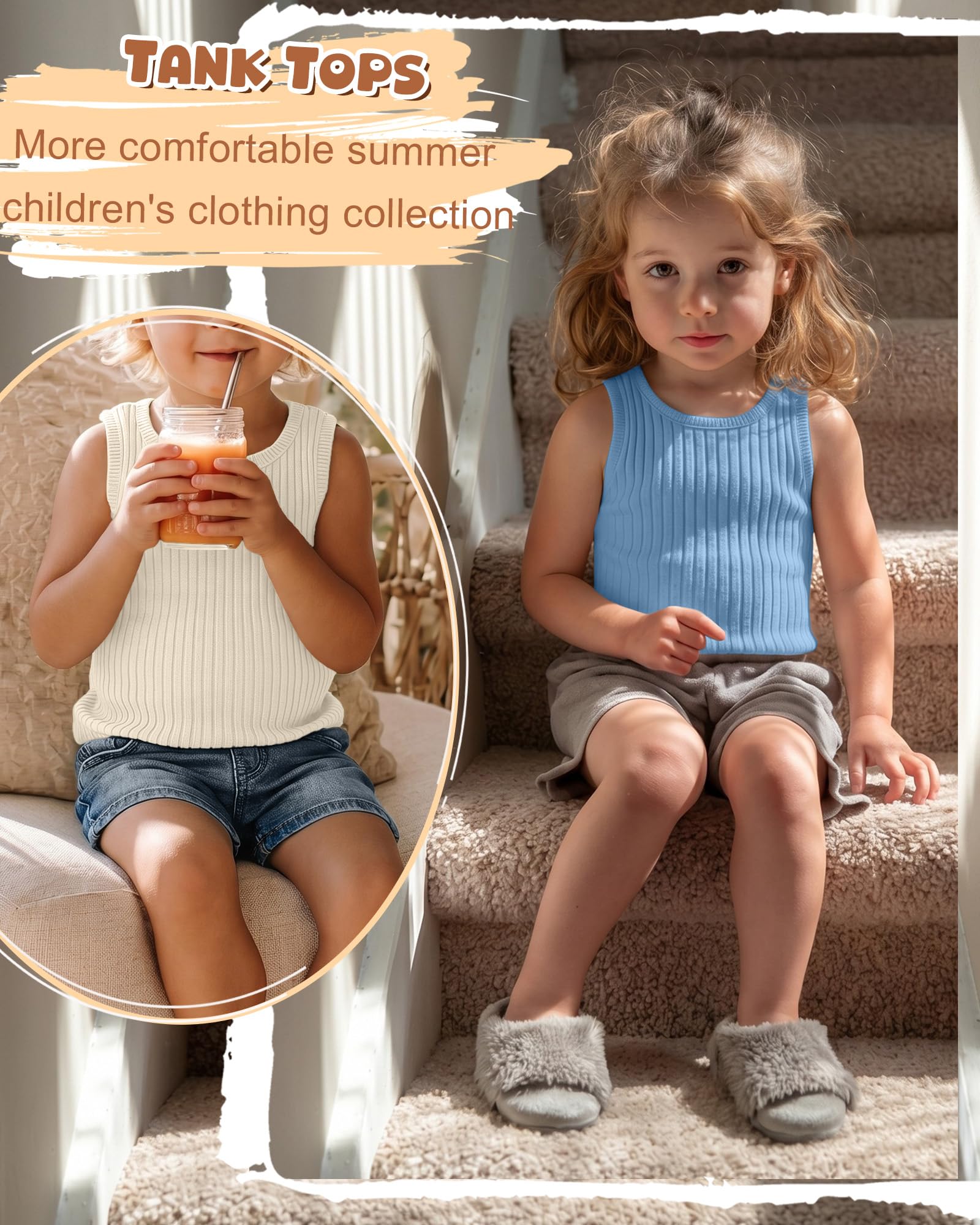 3 Pack Baby Girl's Tank Tops 18M-5T Toddler Ribbed Camisole Sleeveless Crew Neck Shirts Basic Summer Undershirts thumbnail