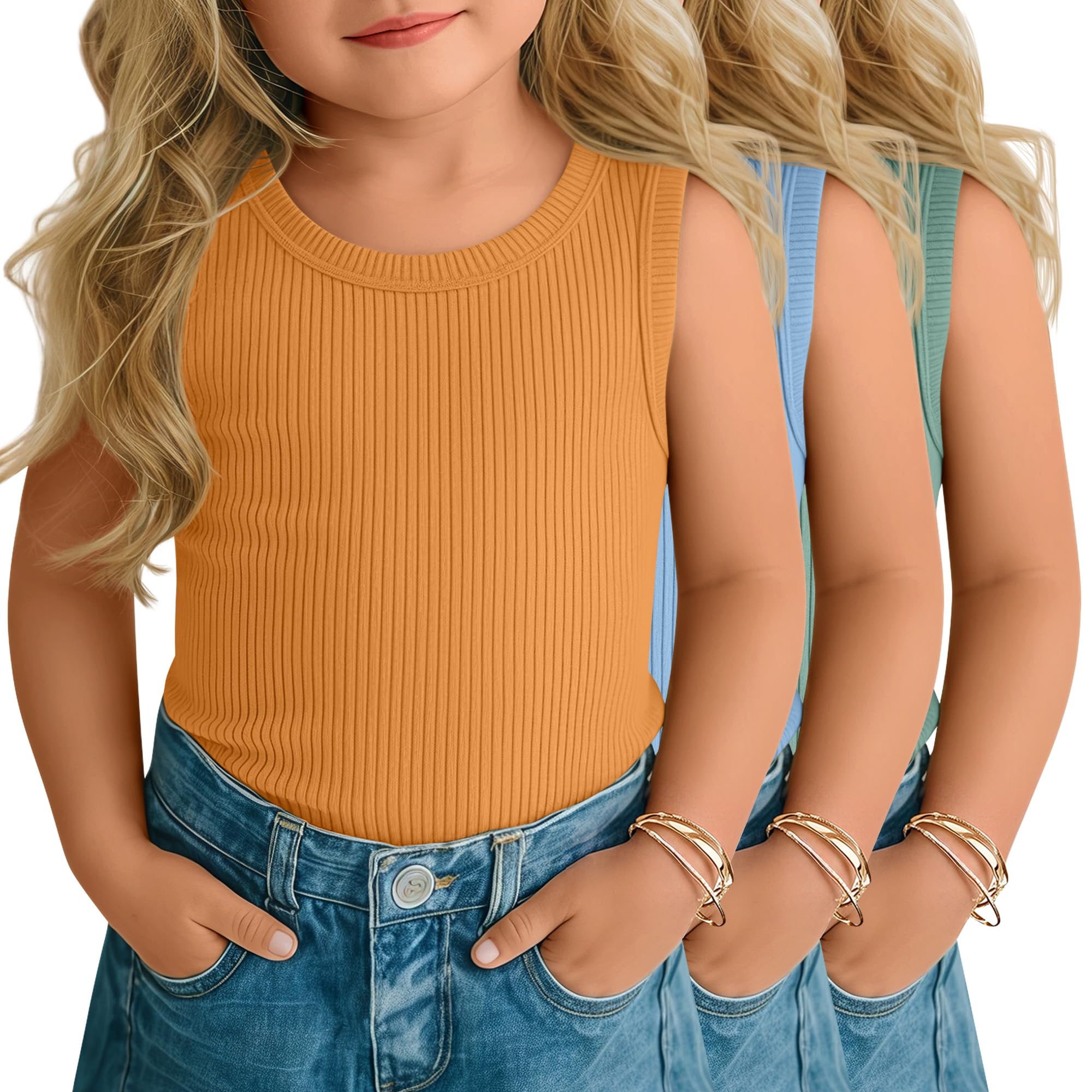 3 Pack Baby Girl's Tank Tops 18M-5T Toddler Ribbed Camisole Sleeveless Crew Neck Shirts Basic Summer Undershirts thumbnail