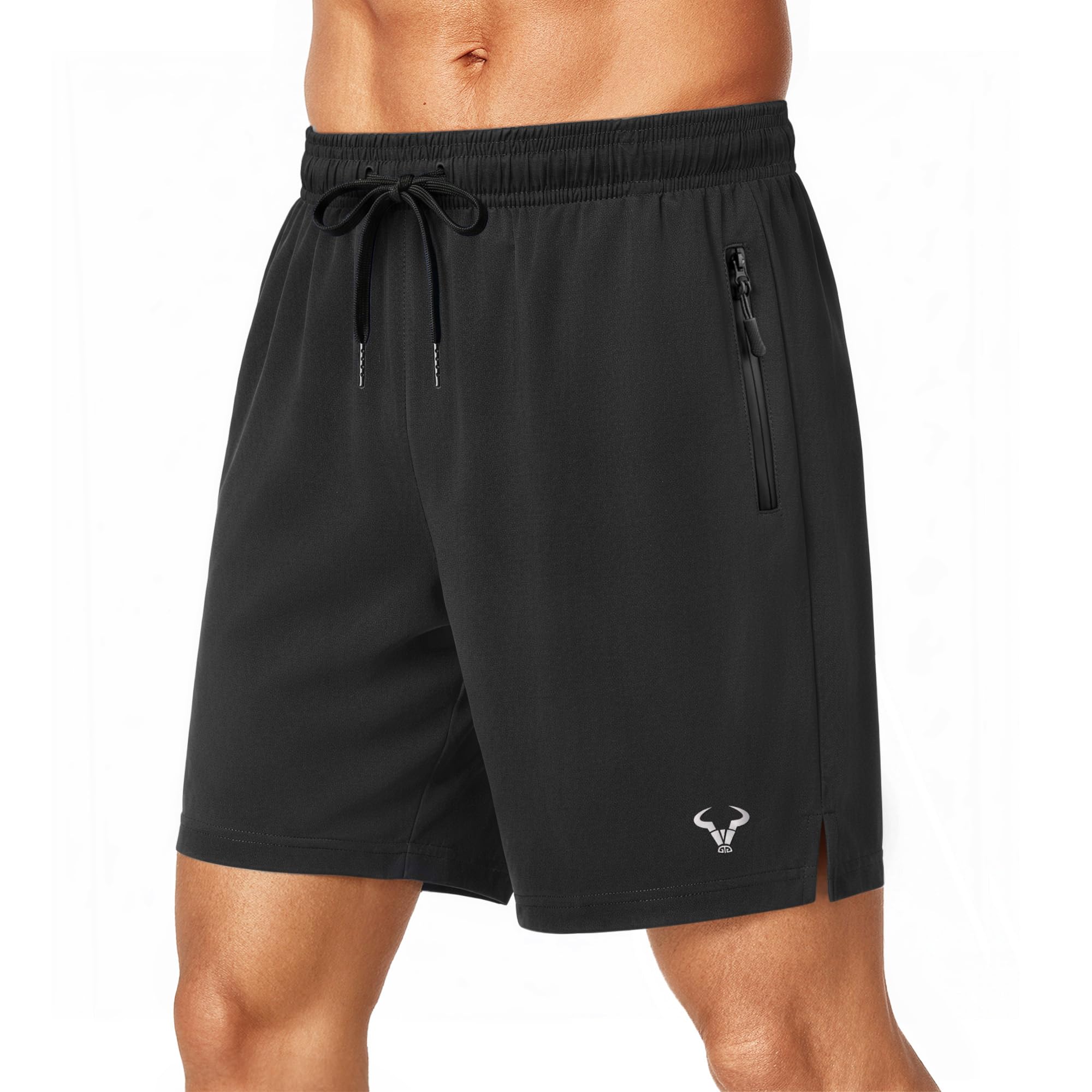 BULLIANT Stretch Athletic Shorts for Men Gym Running Workout-Zipper Pocket | 4Ways-stretch Fit | Wider Waistband | Breathable Moisture Wicking Yarn | Regular Fit
