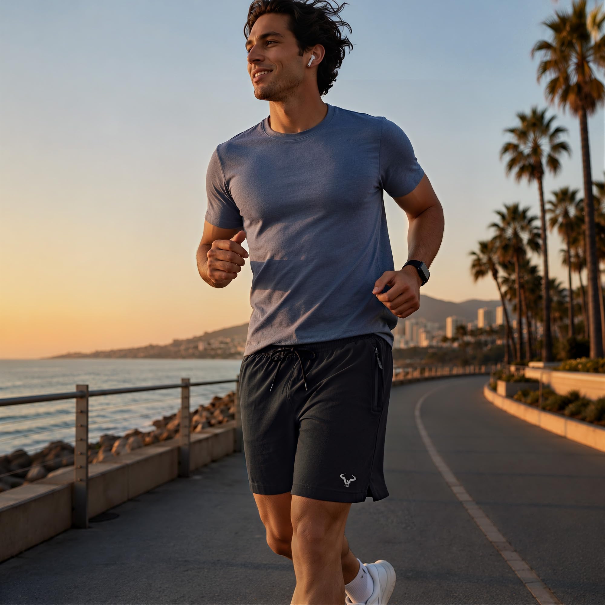 BULLIANT Stretch Athletic Shorts for Men Gym Running Workout-Zipper Pocket | 4Ways-stretch Fit | Wider Waistband | Breathable Moisture Wicking Yarn | Regular Fit thumbnail