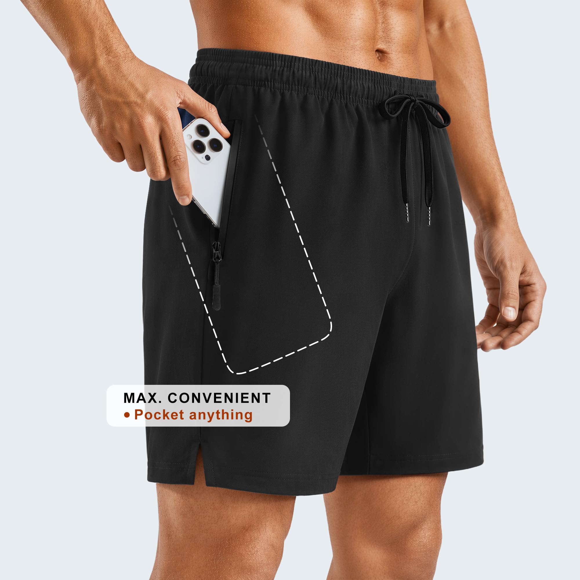 BULLIANT Stretch Athletic Shorts for Men Gym Running Workout-Zipper Pocket | 4Ways-stretch Fit | Wider Waistband | Breathable Moisture Wicking Yarn | Regular Fit thumbnail