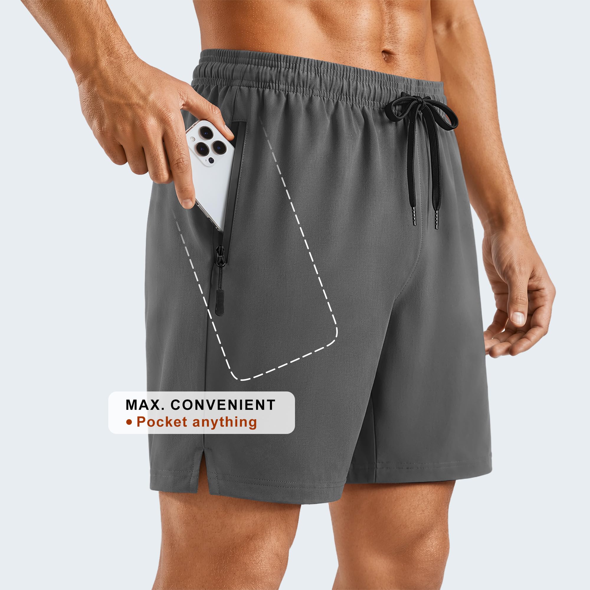 BULLIANT Men Stretch Athletic Running Gym Shorts 2Pack-Zipper Pocket | 4Ways-stretch Fit | Wider Waistband | Breathable Moisture Wicking Yarn | Regular Fit | Sports Gym Exercise thumbnail