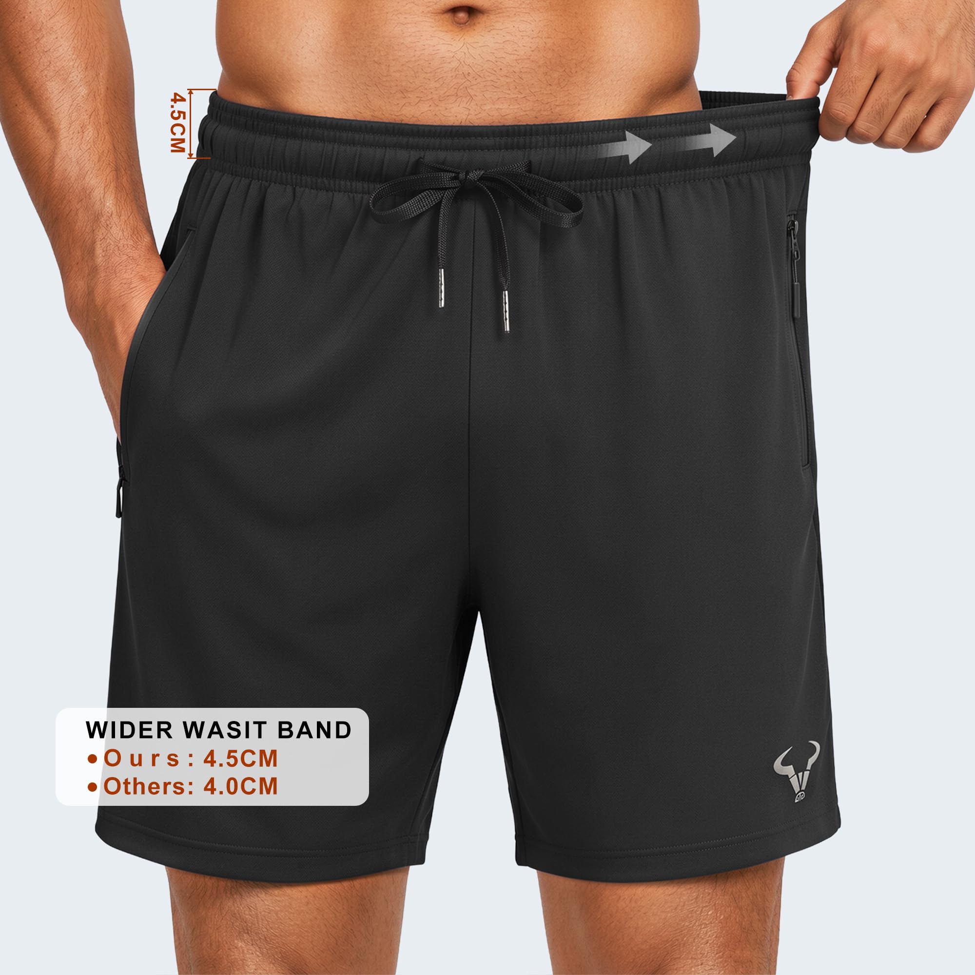 BULLIANT Men Stretch Athletic Running Gym Shorts 2Pack-Zipper Pocket | 4Ways-stretch Fit | Wider Waistband | Breathable Moisture Wicking Yarn | Regular Fit | Sports Gym Exercise thumbnail
