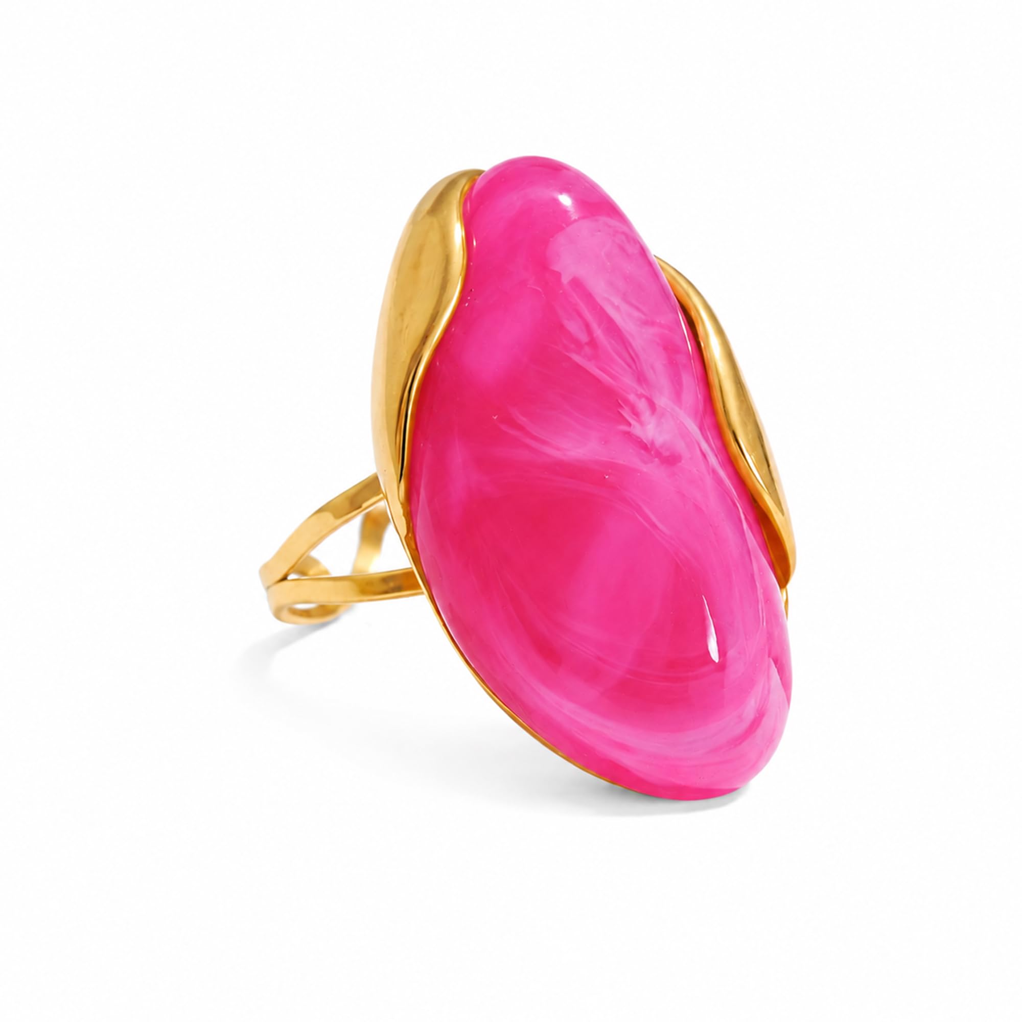 Mchic Colorful Chunky Statement Ring for Women: Boho Large Oval Acrylic Finger Ring Stainless Steel Adjustable Beach Summer Y2K Handmade Jewelry Gift for Women thumbnail