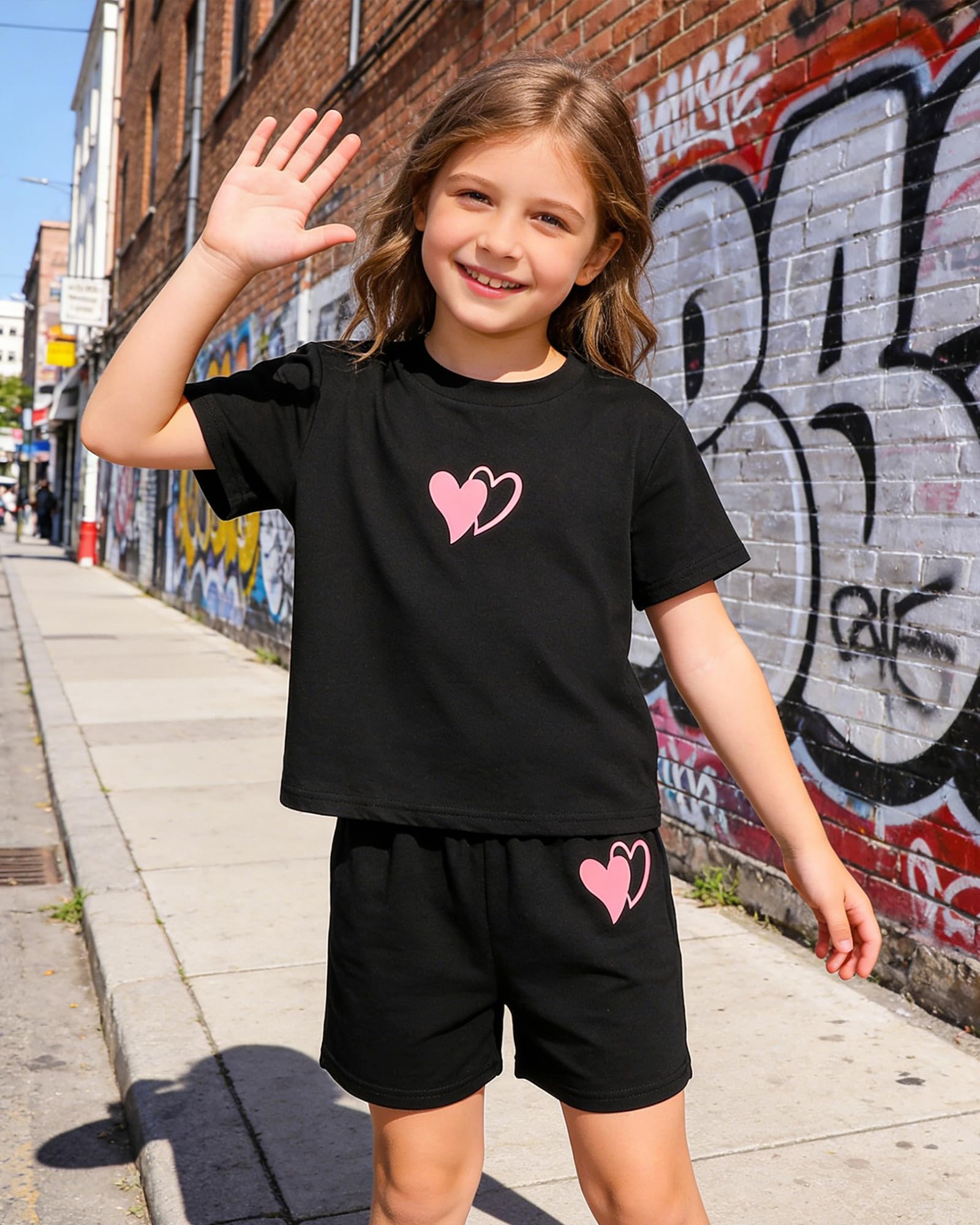 Doresbebe Kid Girls Clothes Summer Girls Outfits Pattern T-shirt Tops+Leggings Shorts Set 2 Piece Spring Clothes Set thumbnail