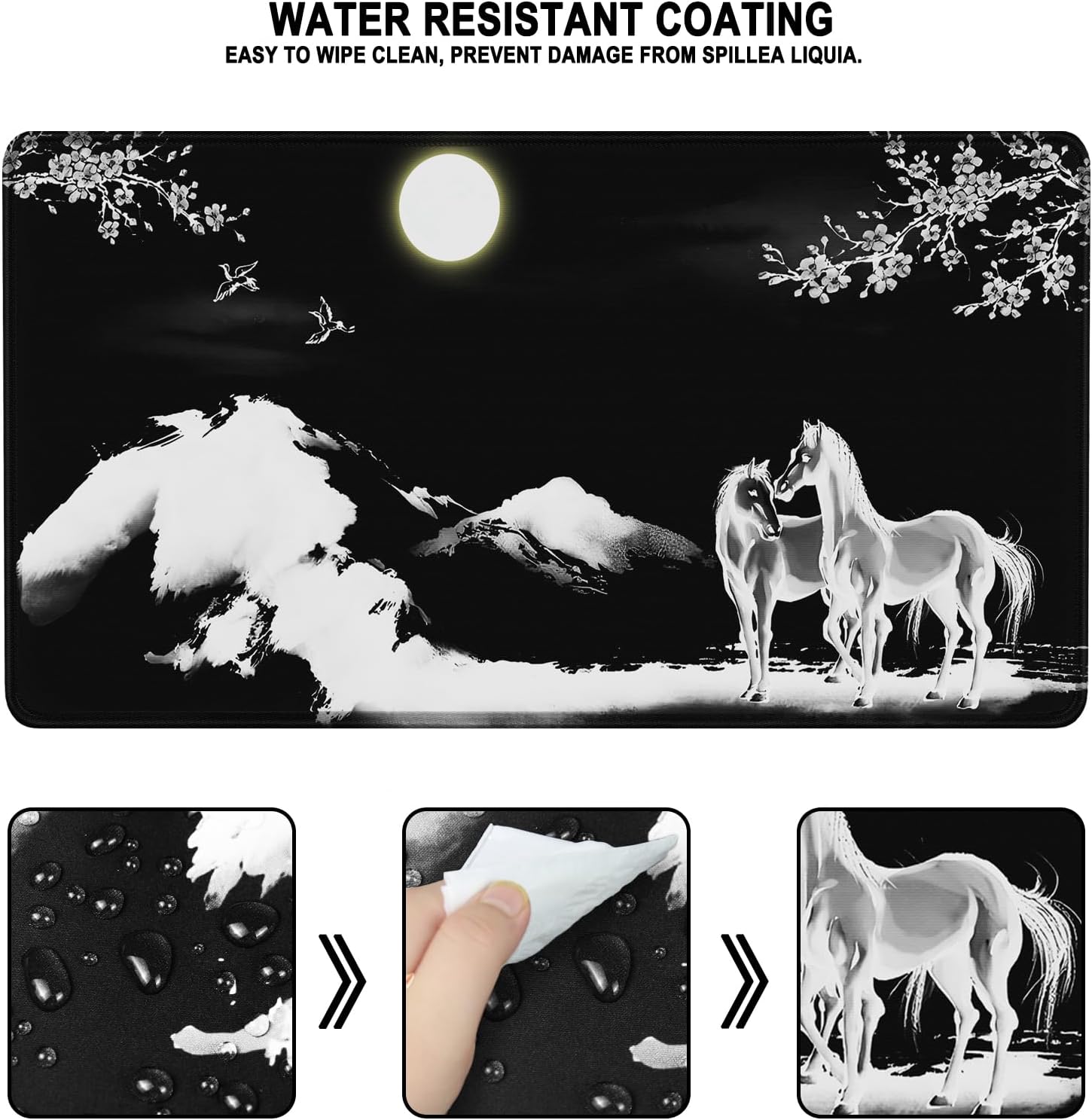 Large Mouse Pad, Waterproof Extra Large Mousepad with Stitched Edges, 31.5" x 15.7" Non-Slip Rubber Base Office Big Long Keyboard Pad for Office Gamer Home XXL, (Horse) thumbnail