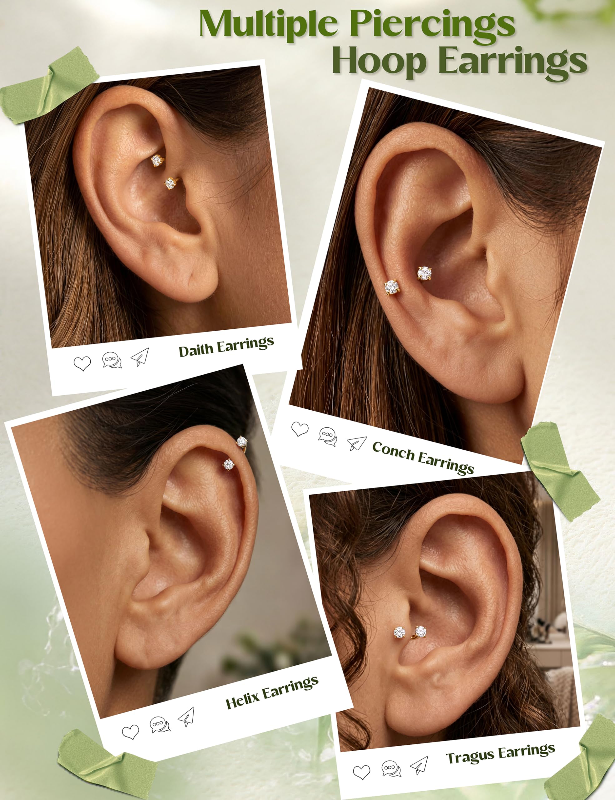 ORAZIO 18G Half Huggie Earrings Jacket Pack for Women Hypoallergenic Loop Hoop Backless Earring Stacks Set Small Cubic Zirconia Screwback Studs Jewelry Gifts for Women Men Trendy thumbnail