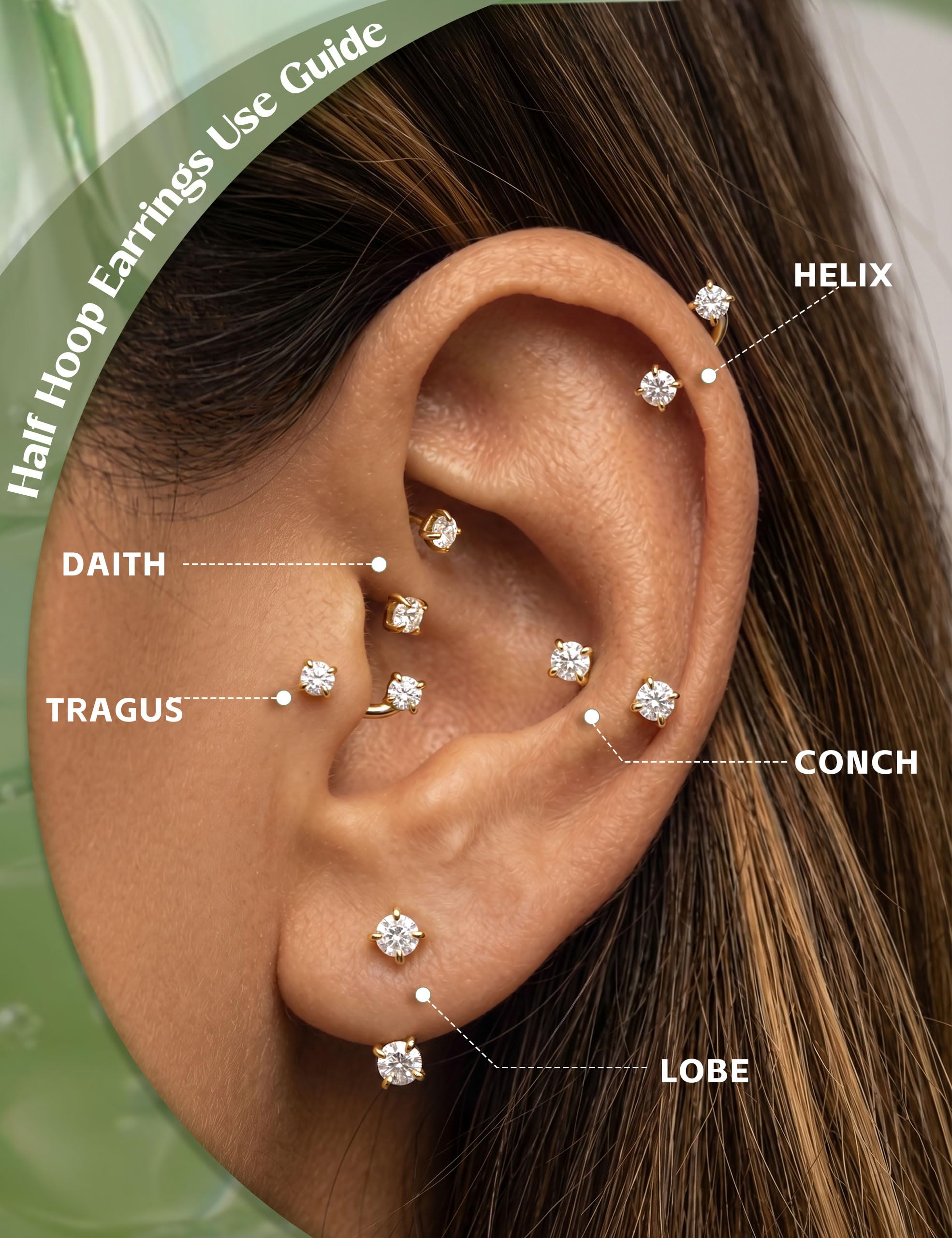 ORAZIO 18G Half Huggie Earrings Jacket Pack for Women Hypoallergenic Loop Hoop Backless Earring Stacks Set Small Cubic Zirconia Screwback Studs Jewelry Gifts for Women Men Trendy thumbnail