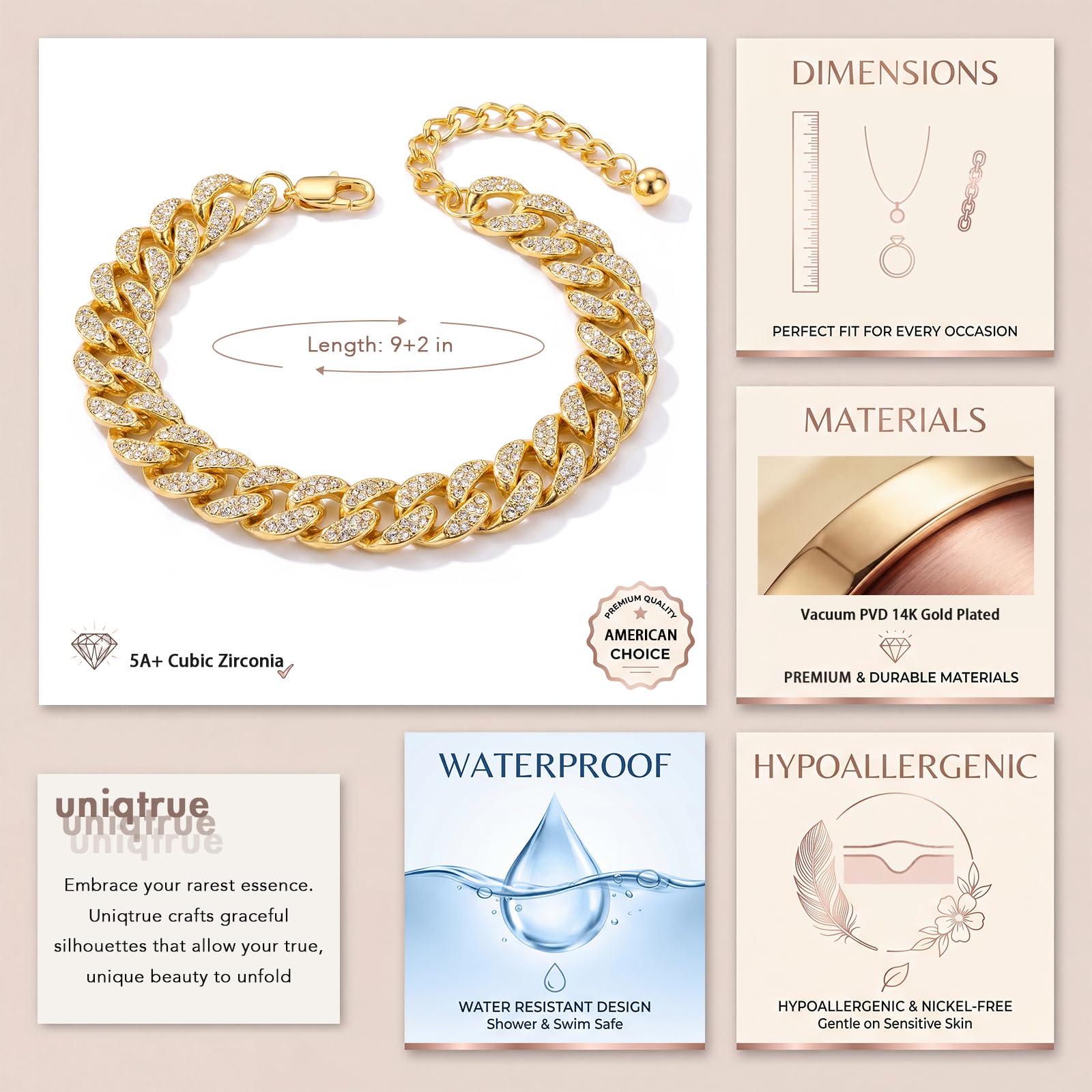 Width-12mm Chunky Cuban Link Ankle Bracelets for Women Waterproof, 18K Gold/Silver Plated Anklets Cubic Zirconia Adjustable Thick Chain Trendy Beach Summer Fashion Jewelry Gift thumbnail