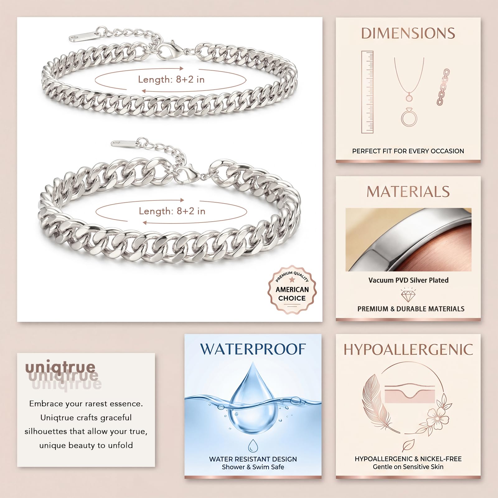 Chunky Cuban Link Ankle Bracelets for Women Waterproof, 14K Gold/Silver Plated Layered Chain Anklets Set Stackable Dainty Ankle Bracelet Trendy Beach Fashion Jewelry Gift thumbnail