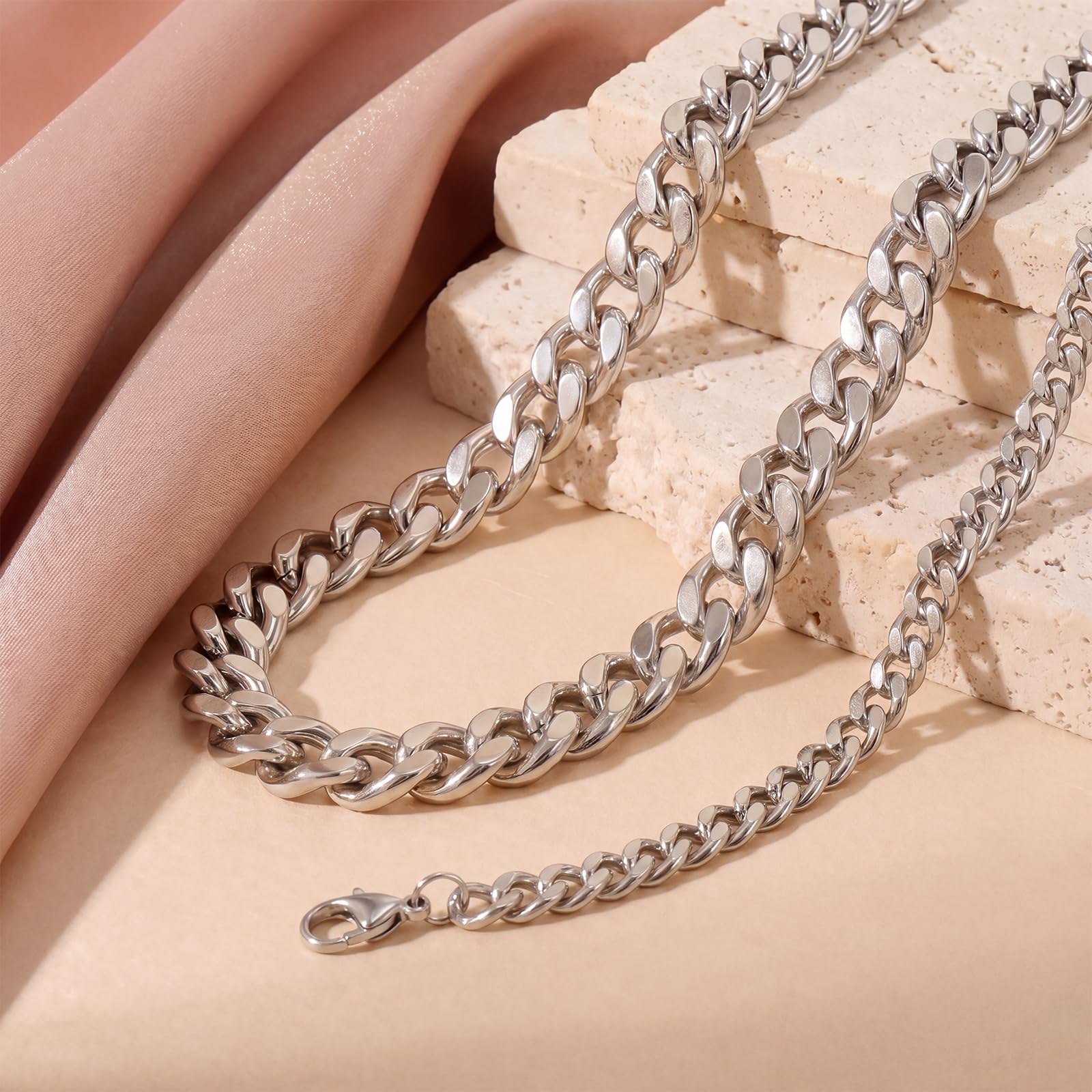 Chunky Cuban Link Ankle Bracelets for Women Waterproof, 14K Gold/Silver Plated Layered Chain Anklets Set Stackable Dainty Ankle Bracelet Trendy Beach Fashion Jewelry Gift thumbnail