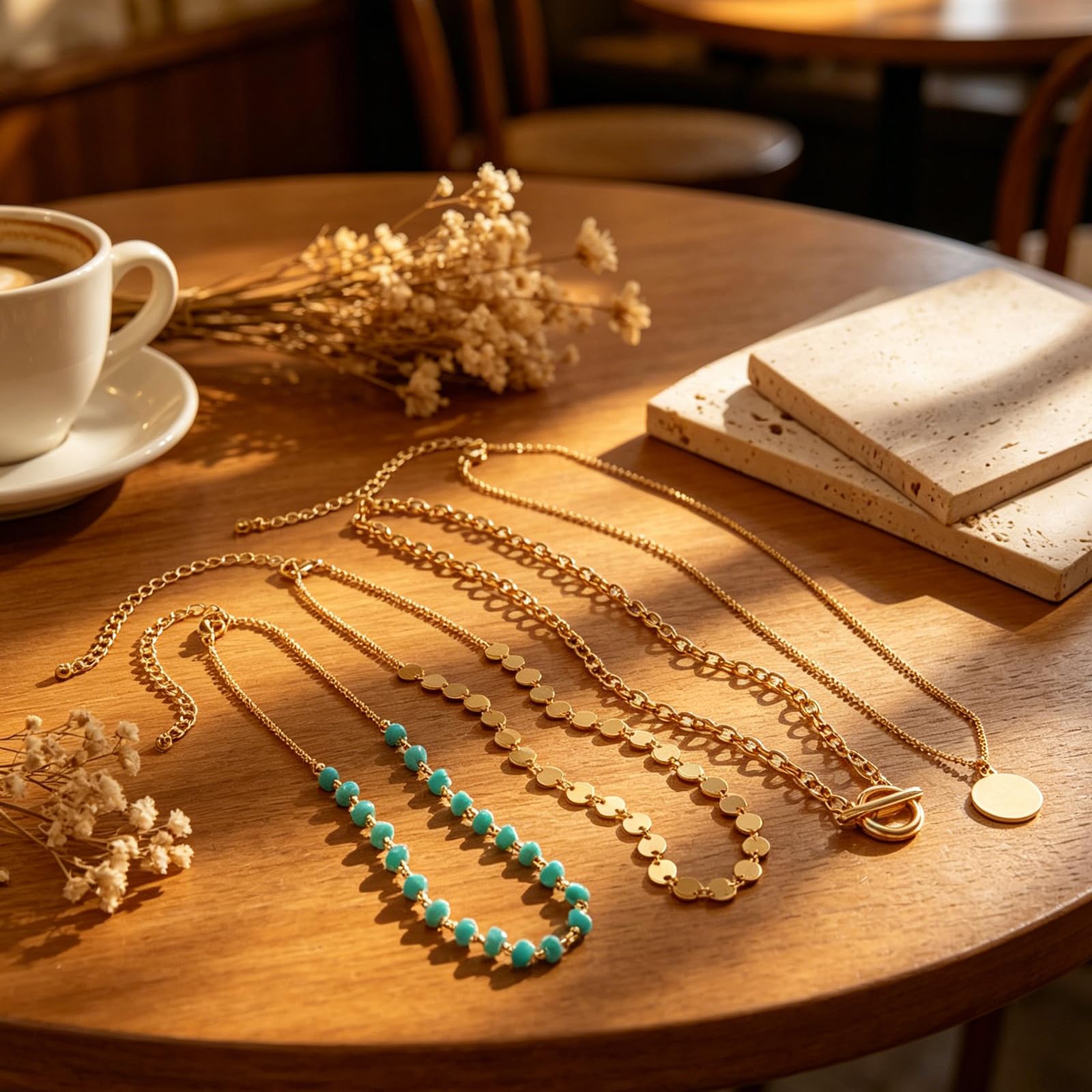 Layered Necklace for Women Western Boho Country Necklace 4-Tier Turquoise Beaded OT Clasp Necklaces Country Concert Accessories for Women thumbnail