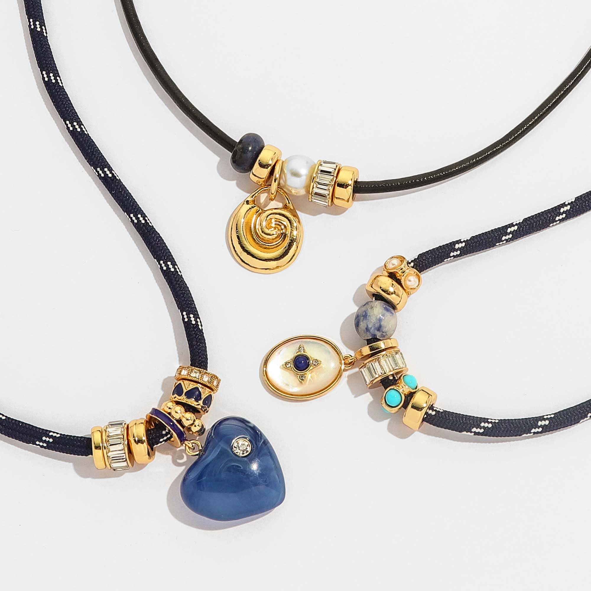 Paracord Rope Necklace with Pendant for Women, Adjustable Leather Cord Choker with Natural Stone & Charms, Trendy Statement Necklaces Summer Jewelry Gifts thumbnail